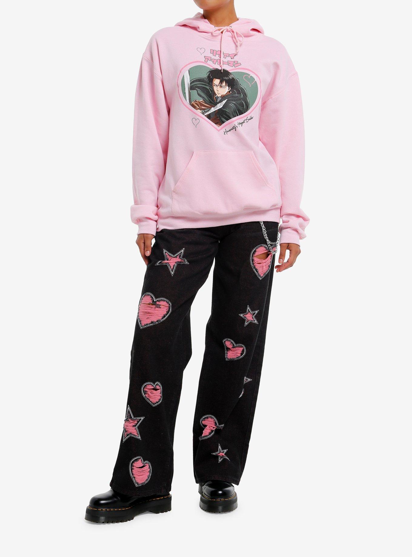 Attack On Titan Levi Heart Pink Hoodie, , hi-res