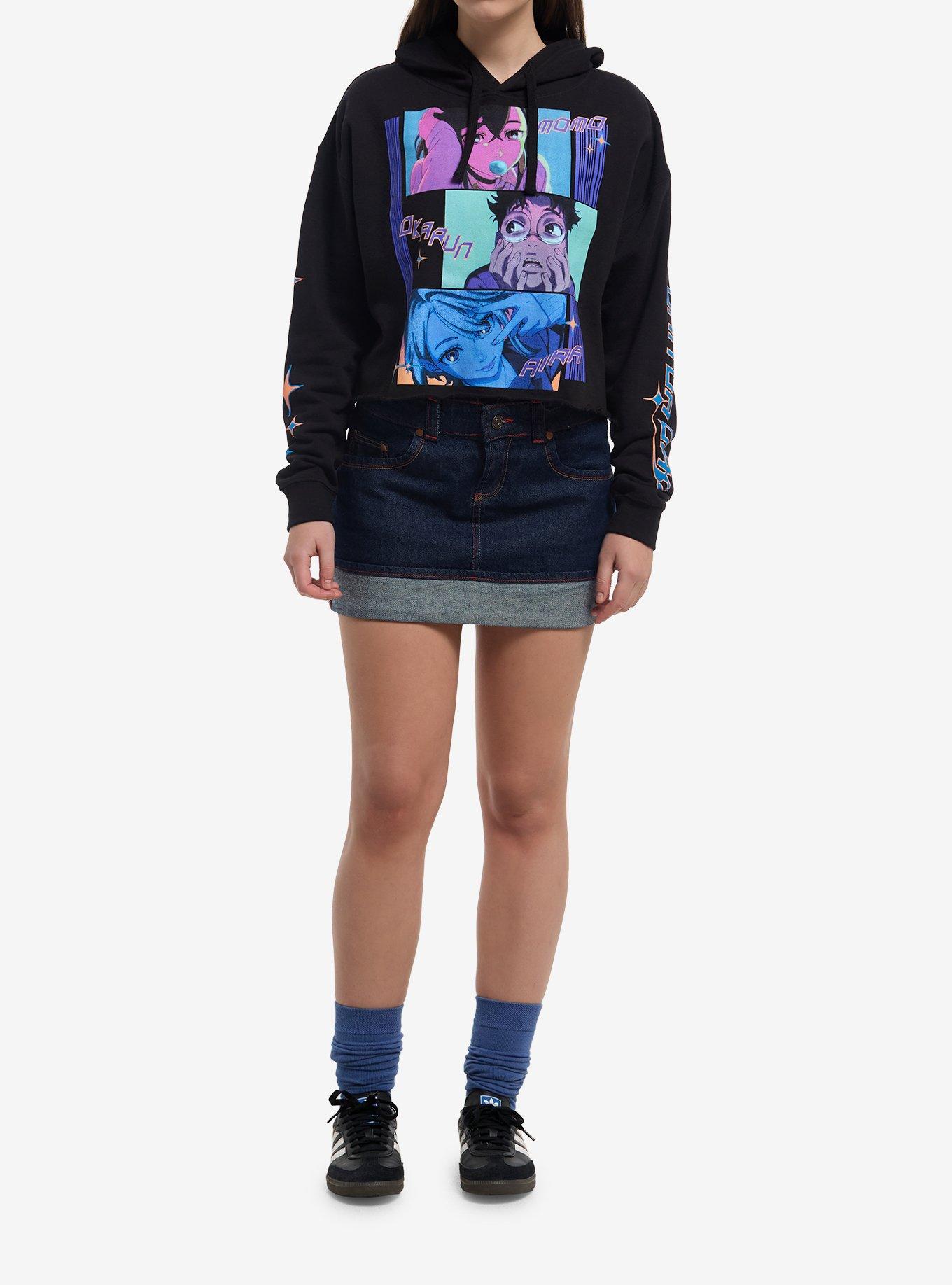 Dandadan Tonal Trio Girls Crop Hoodie, MULTI, alternate