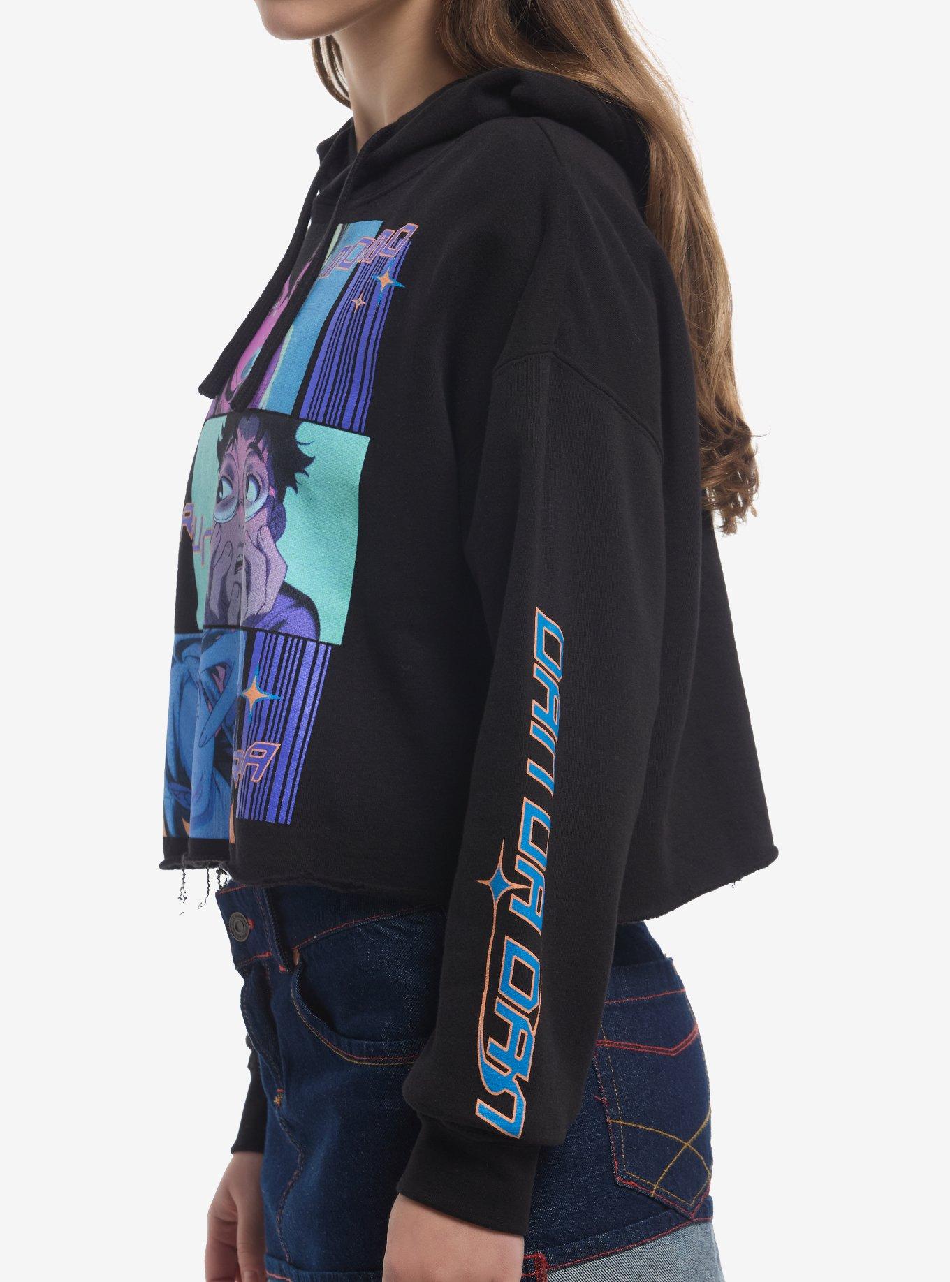 Dandadan Tonal Trio Girls Crop Hoodie, MULTI, alternate