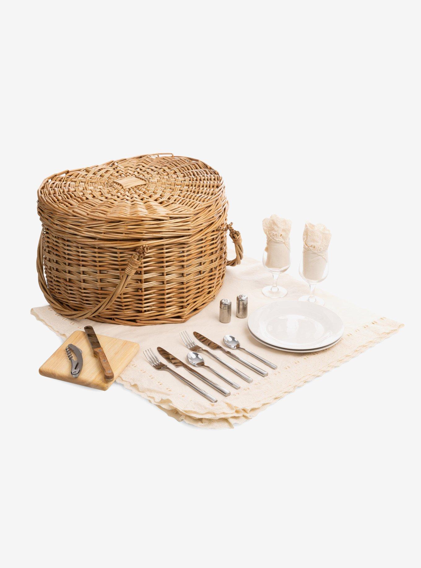 Antique White Heart Picnic Basket, , hi-res
