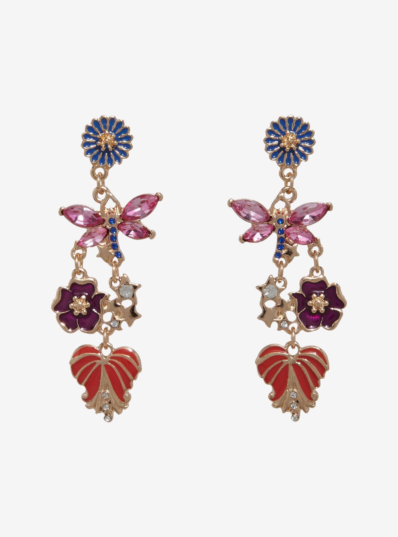 Coraline Dragonfly Floral Earrings - BoxLunch Exclusive, , hi-res