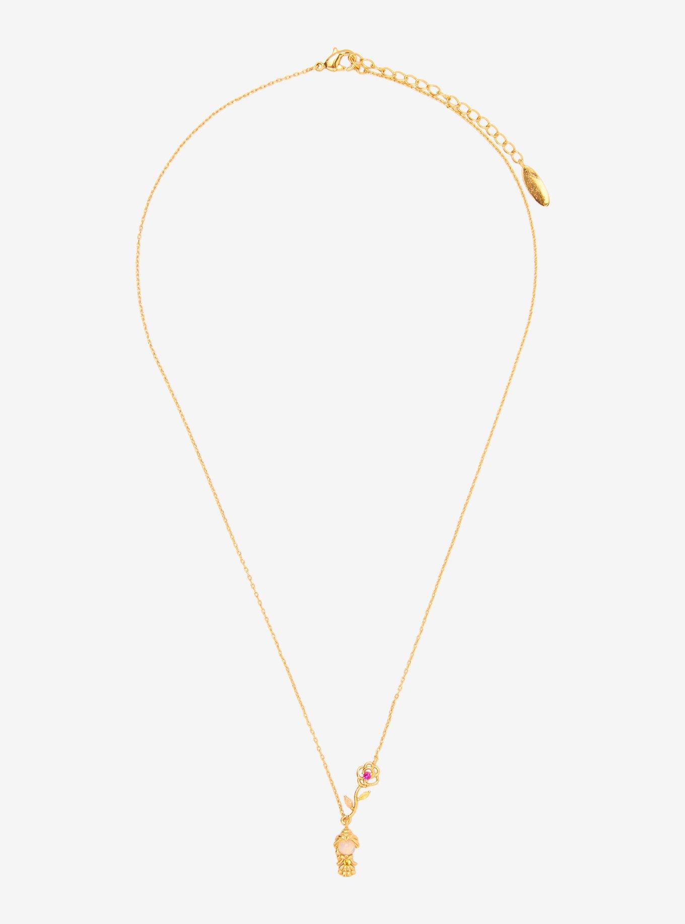 Girls Crew Disney Beauty and the Beast Belle Rose Necklace &mdash; BoxLunch Exclusive, , alternate