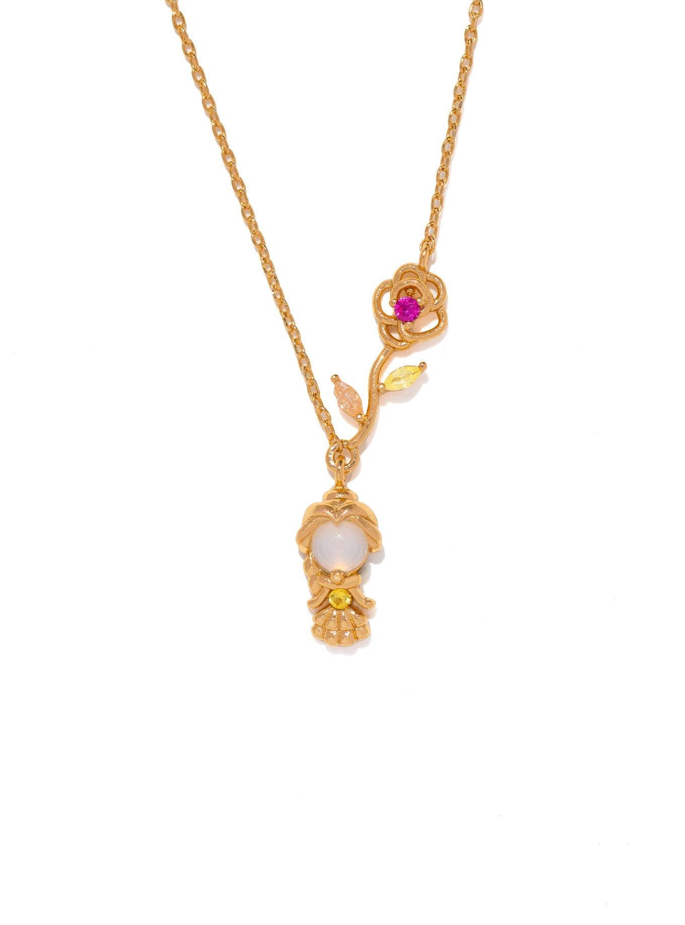 Girls Crew Disney Beauty and the Beast Belle Rose Necklace &mdash; BoxLunch Exclusive, , alternate