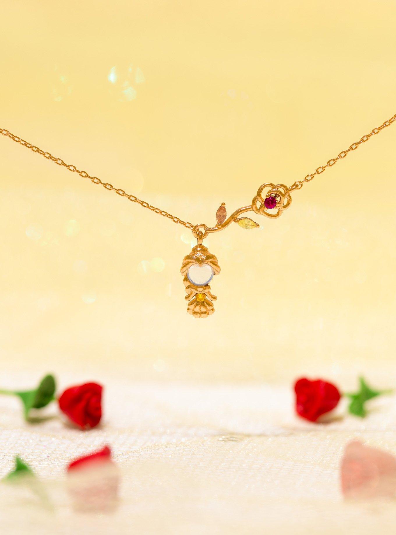 Girls Crew Disney Beauty and the Beast Belle Rose Necklace &mdash; BoxLunch Exclusive, , alternate