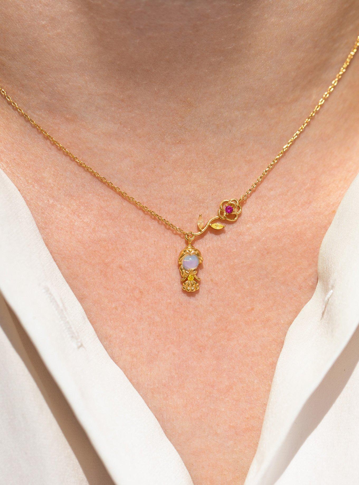 Girls Crew Disney Beauty and the Beast Belle Rose Necklace &mdash; BoxLunch Exclusive, , alternate