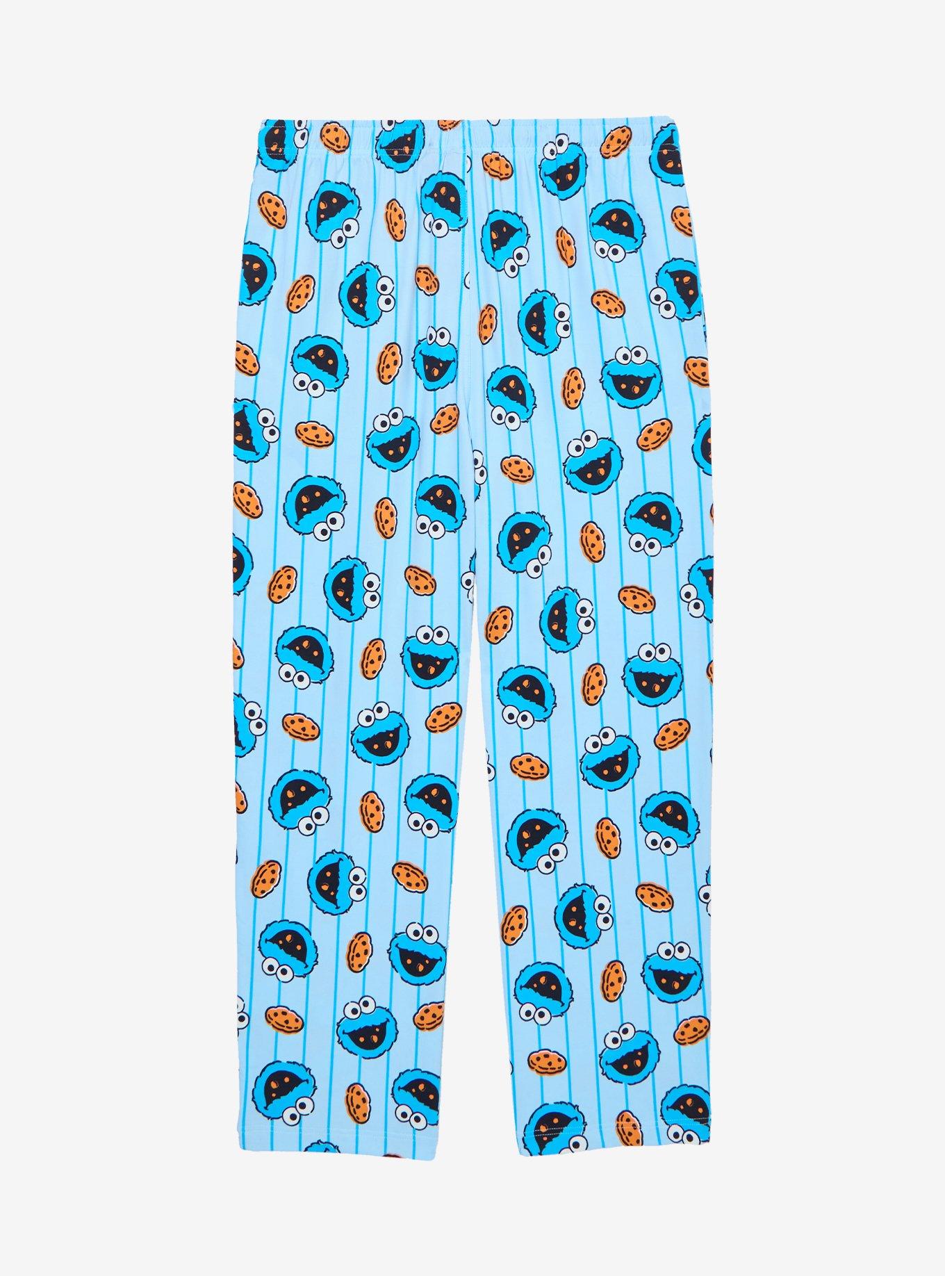 Sesame Street Cookie Monster Cookies Allover Print Striped Plus Size Sleep Pants — BoxLunch Exclusive, , hi-res