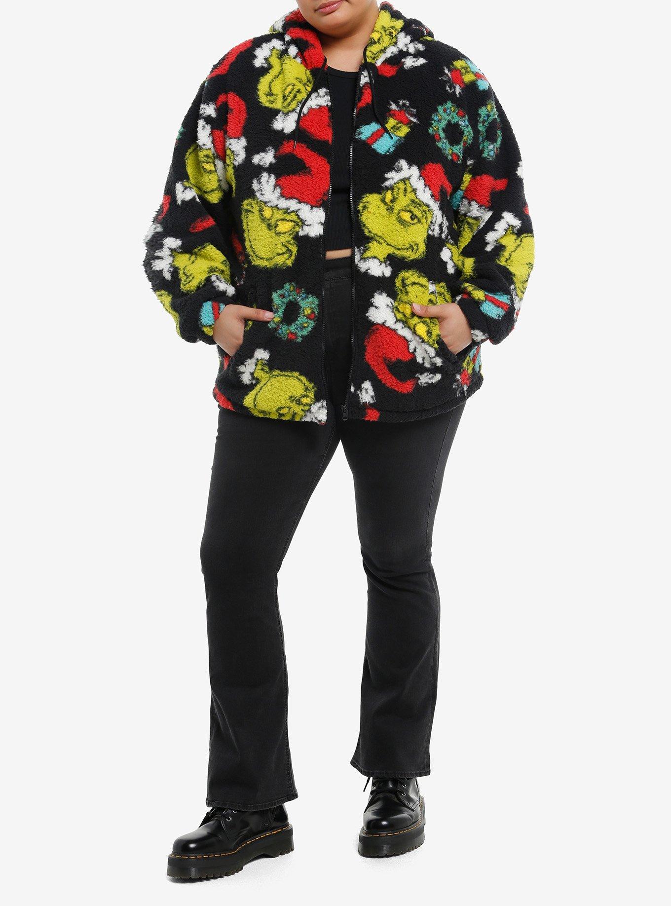 Dr. Seuss How The Grinch Stole Christmas! Sherpa Girls Hoodie Plus Size, , hi-res