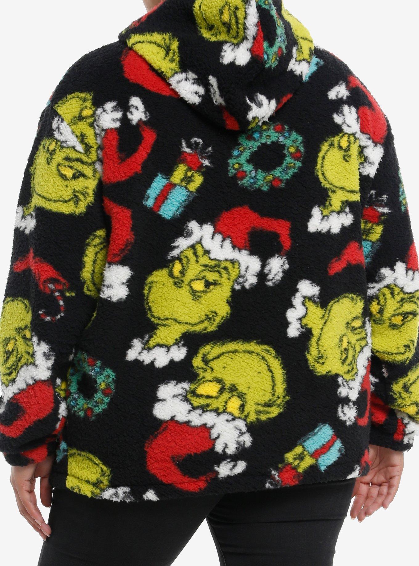 Dr. Seuss How The Grinch Stole Christmas! Sherpa Girls Hoodie Plus Size, MULTI, alternate