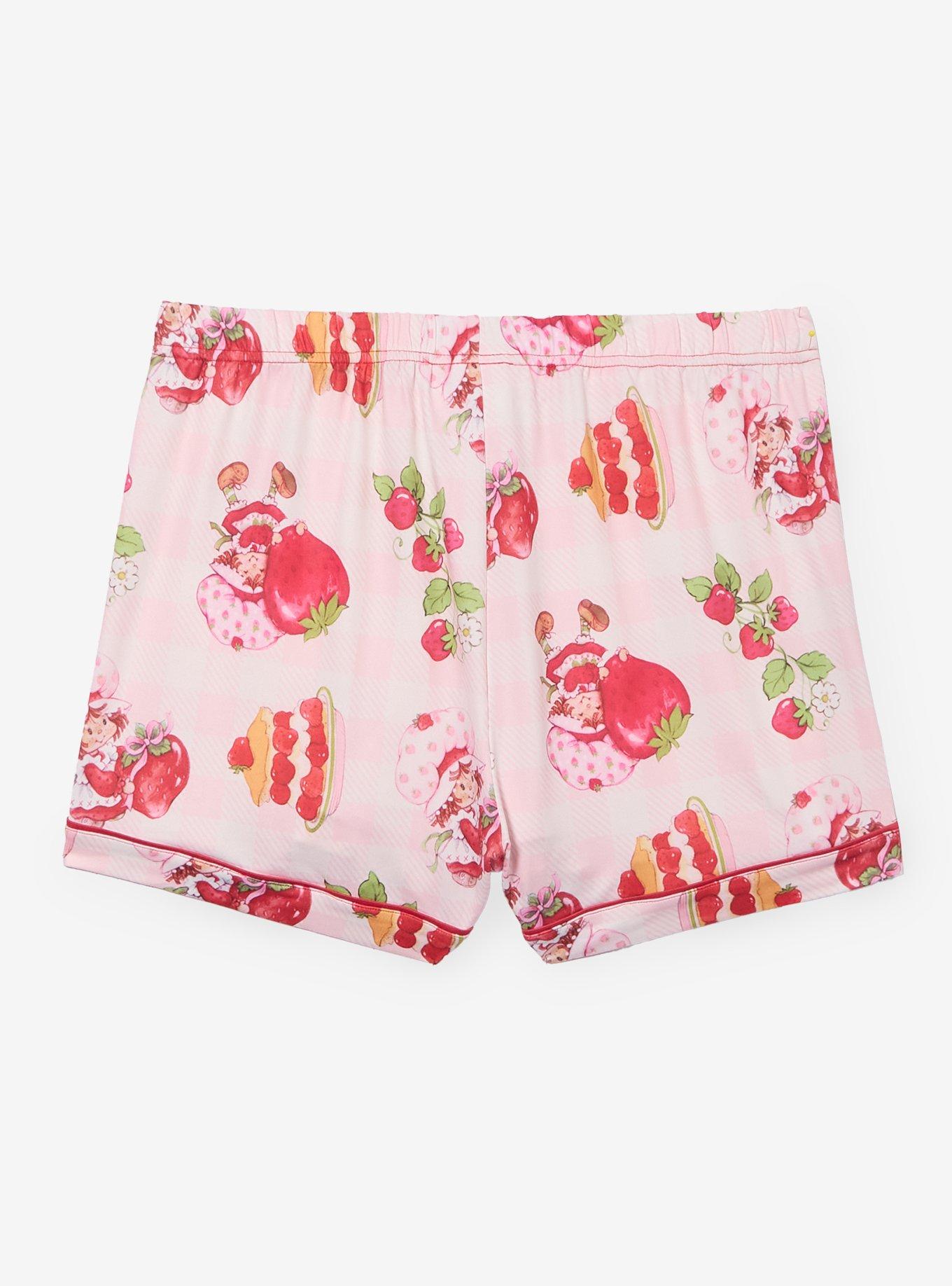 Strawberry Shortcake Gingham Allover Print Women's Plus Size Sleep Shorts — BoxLunch Exclusive, , hi-res