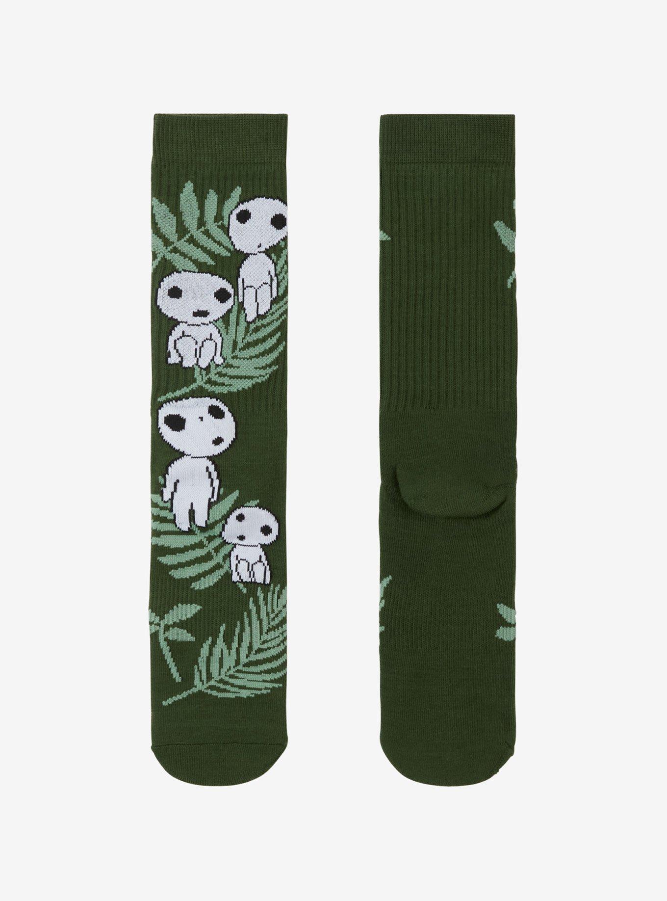 Studio Ghibli® Princess Mononoke Kodama Leaves Allover Print Crew Socks - BoxLunch Exclusive, , hi-res