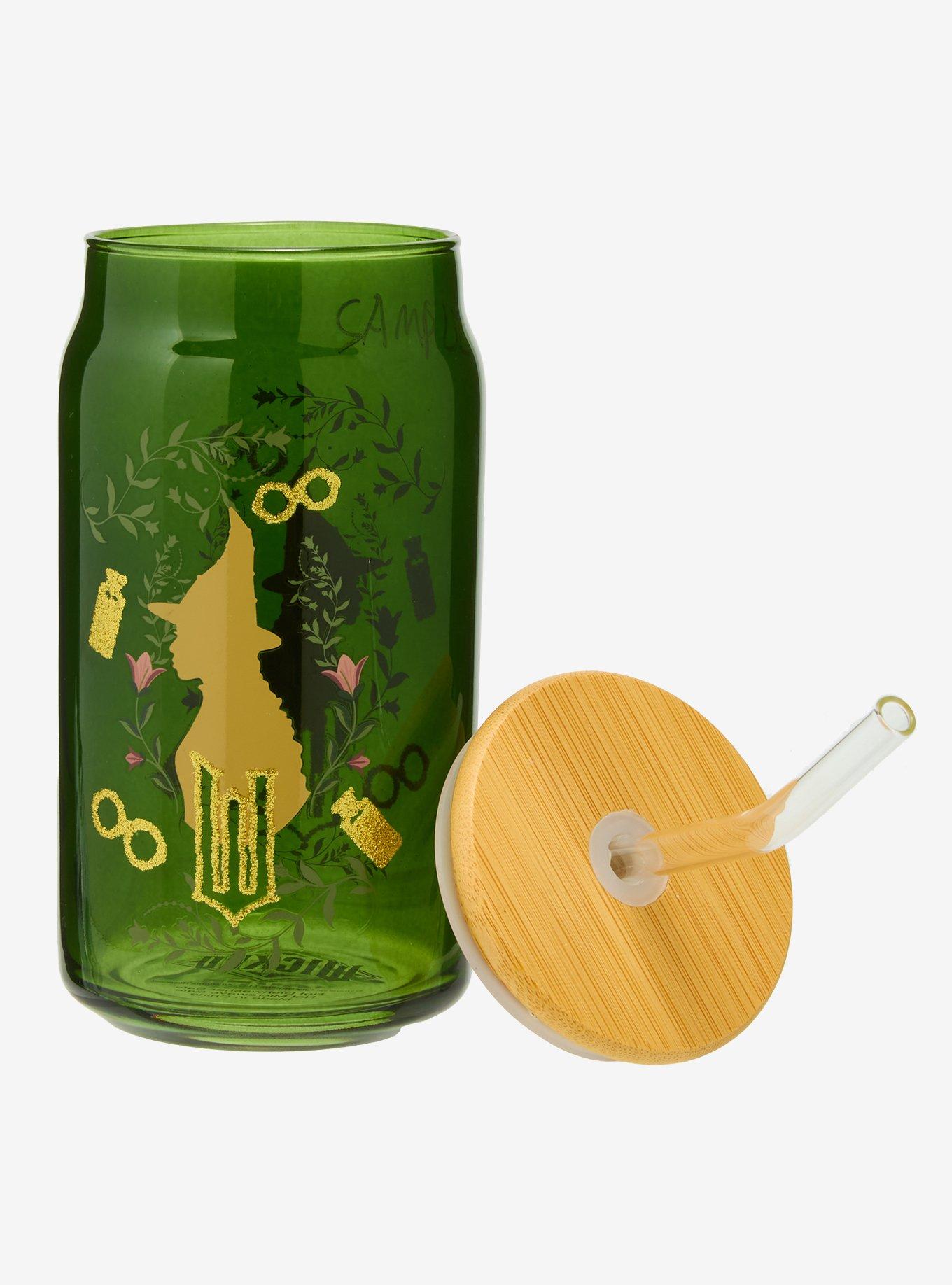 Wicked Elphaba Glitter Icons Glass Cup with Straw - BoxLunch Exclusive, , hi-res