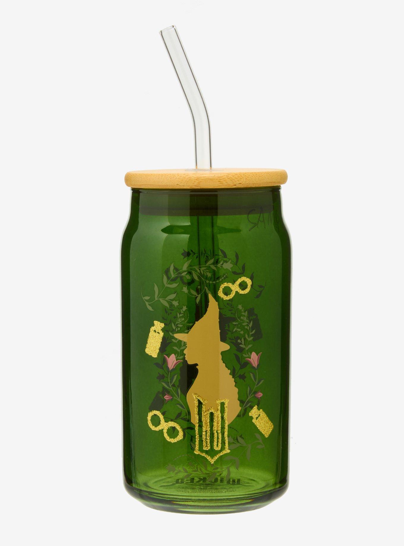 Wicked Elphaba Glitter Icons Glass Cup with Straw - BoxLunch Exclusive, , alternate