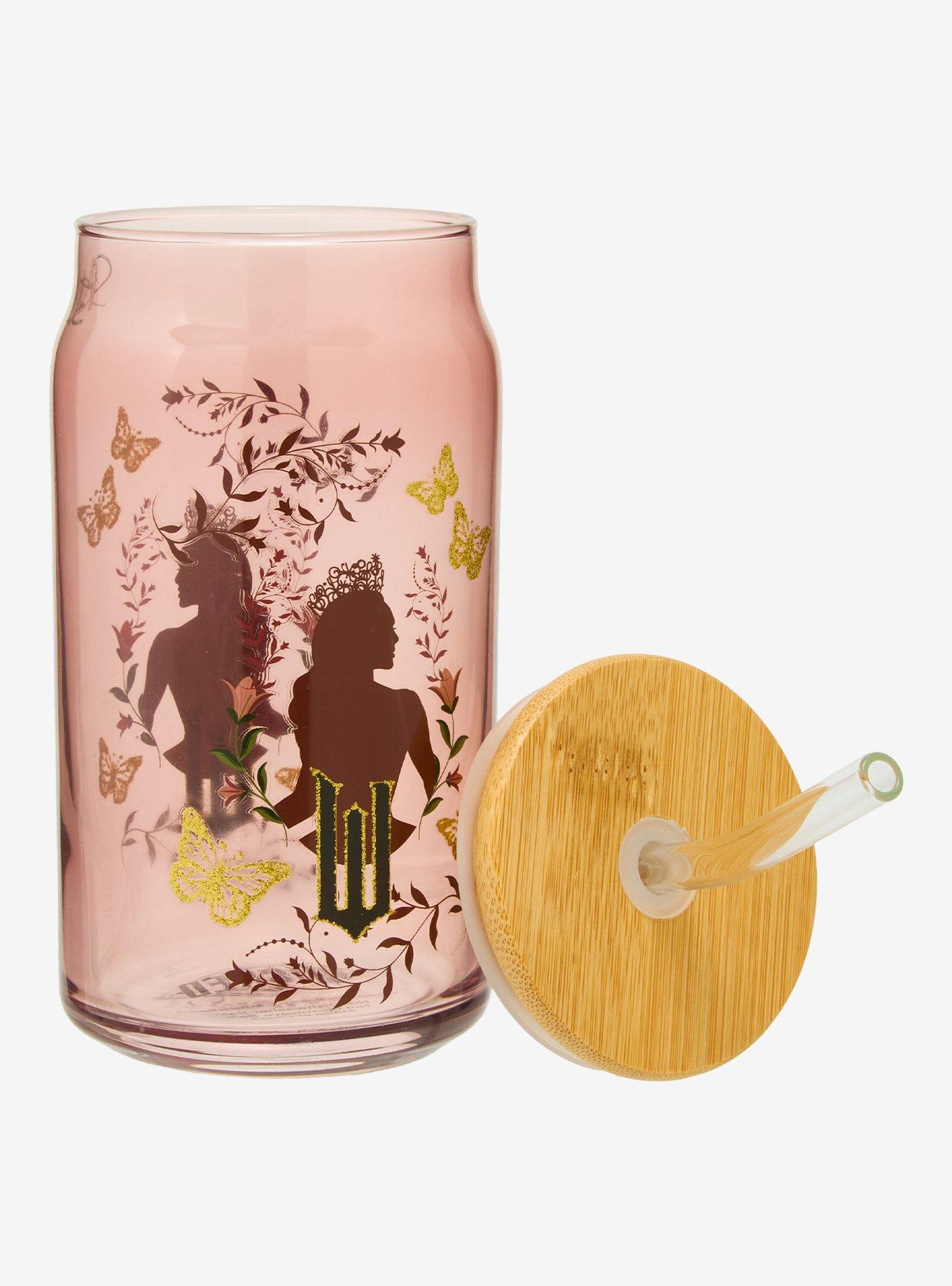 Wicked Glinda Glitter Icons Glass Cup with Straw - BoxLunch Exclusive, , hi-res