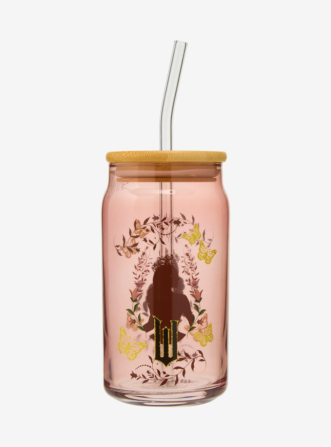 Wicked Glinda Glitter Icons Glass Cup with Straw - BoxLunch Exclusive, , alternate