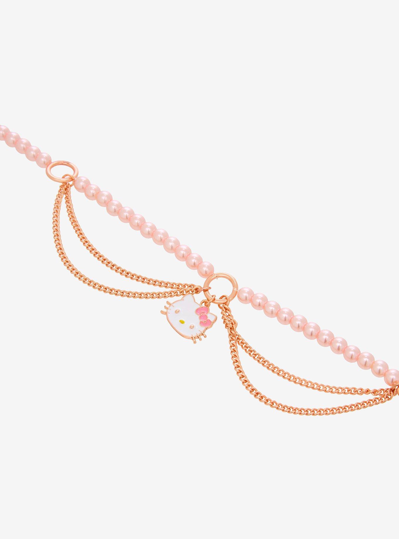 Hello Kitty Rose Gold & Pink Pearl Choker, , alternate