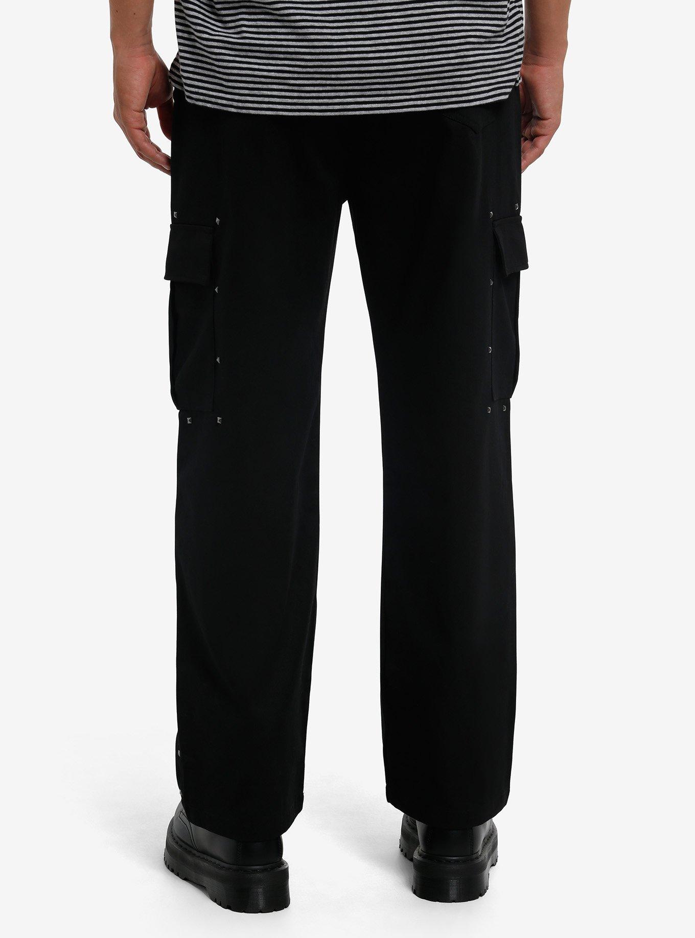 Black Studded Cargo Pants, , hi-res
