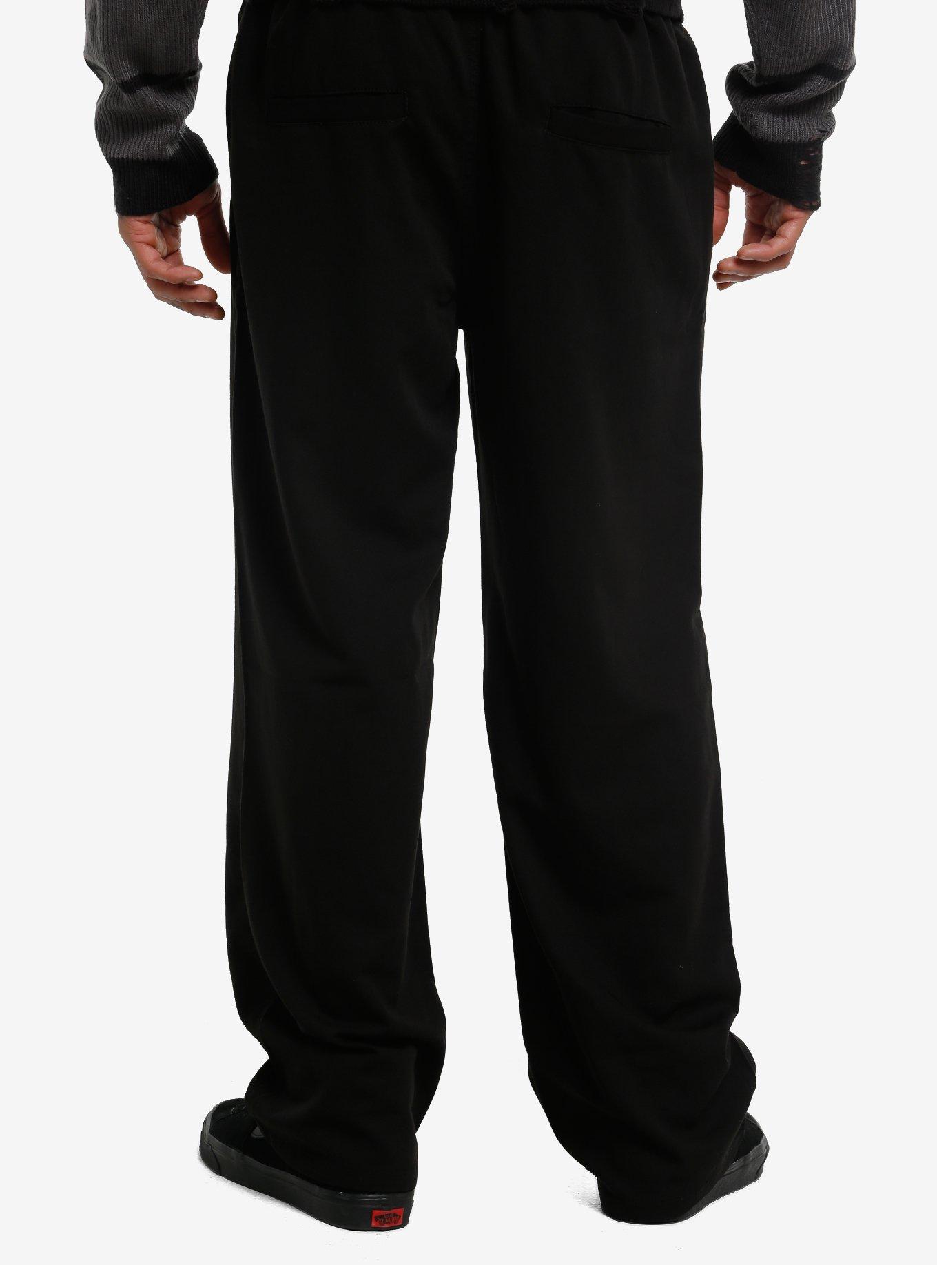 Black Baggy Drawstring Pants, , hi-res