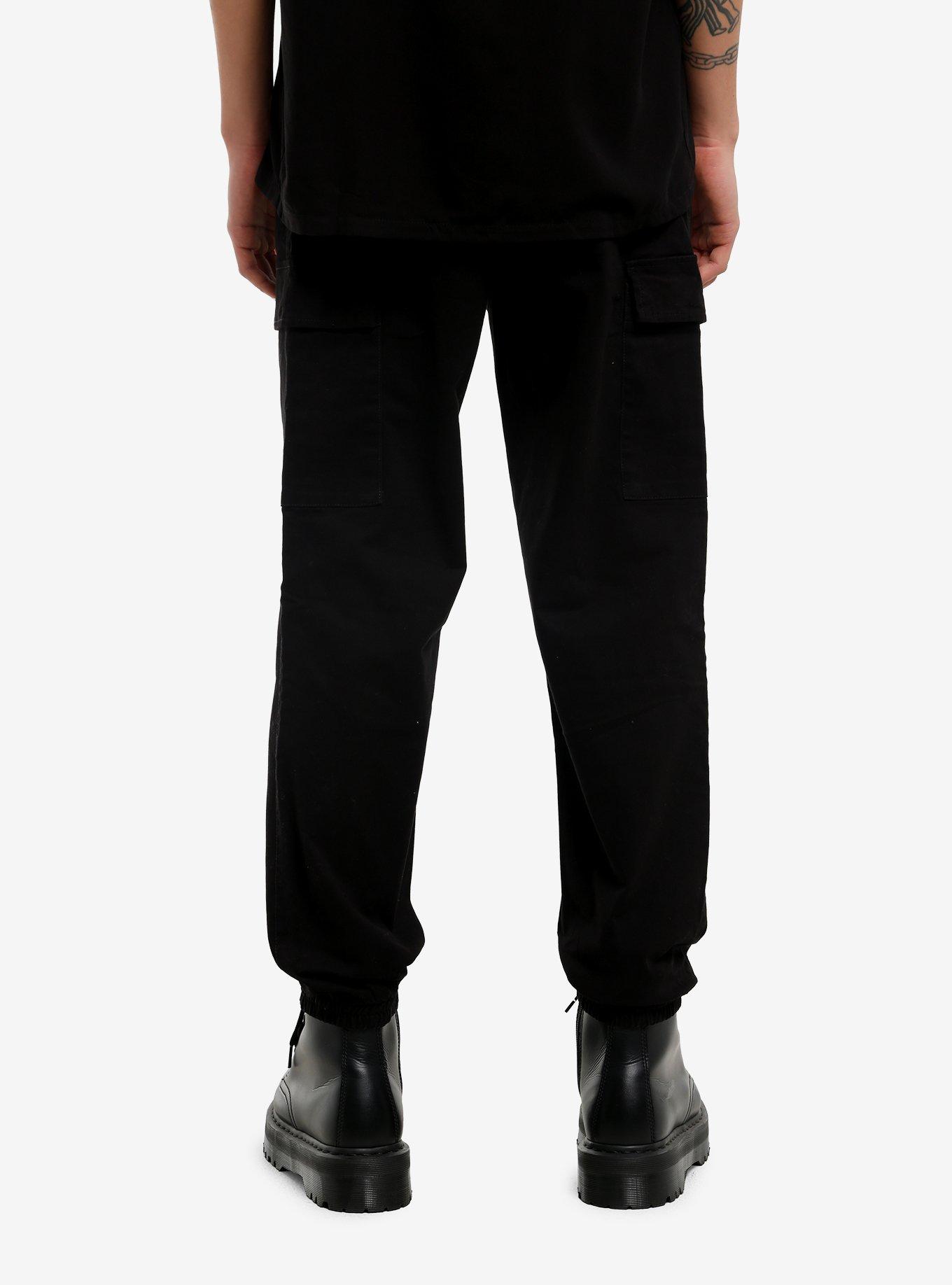 Black Cargo Jogger Pants, , hi-res