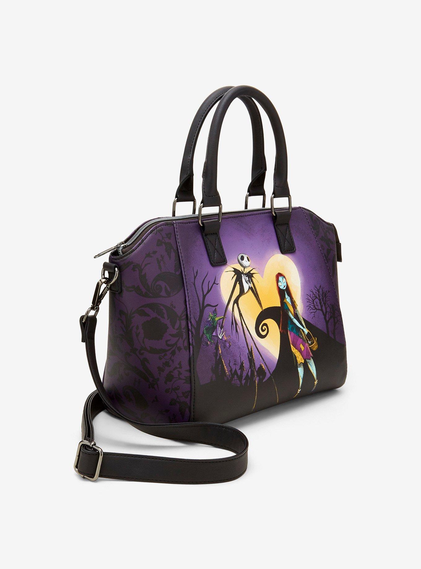 Loungefly The Nightmare Before Christmas Jack & Sally Heart Moon Satchel Bag, , hi-res