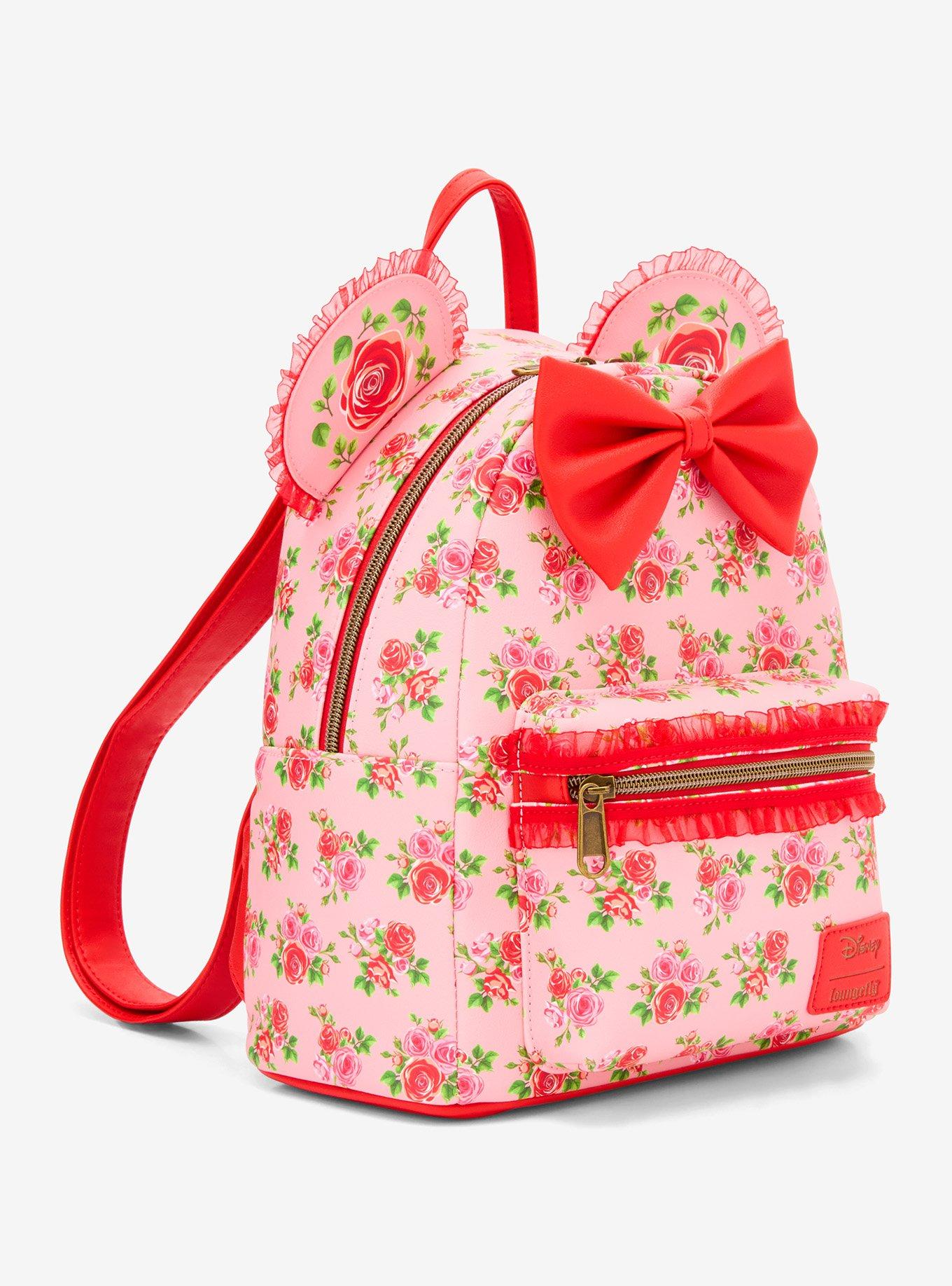 Loungefly Disney Minnie Mouse Pink & Red Roses Figural Mini Backpack, , hi-res
