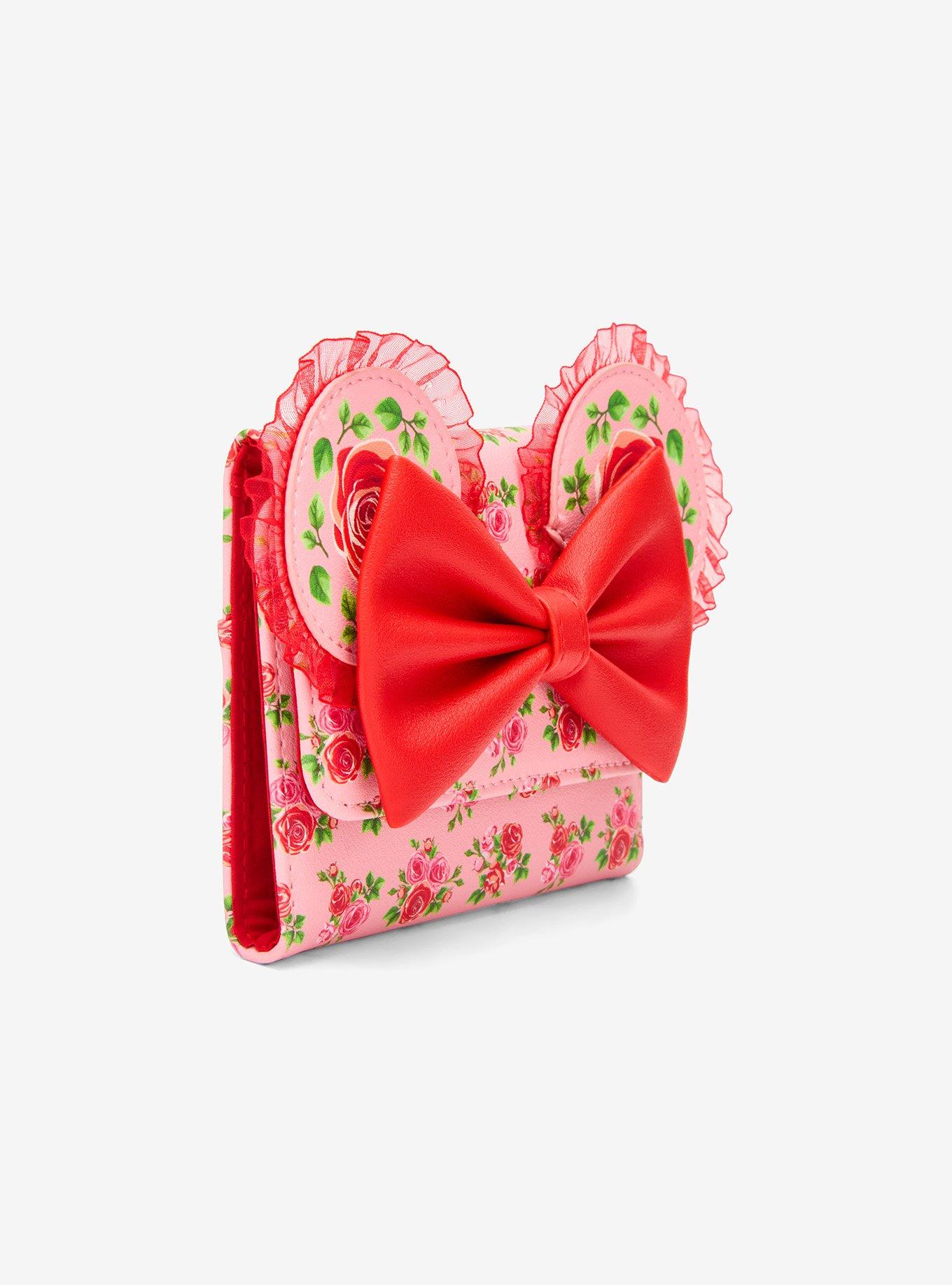 Loungefly Disney Minnie Mouse Pink & Red Roses Figural Mini Flap Wallet, , hi-res