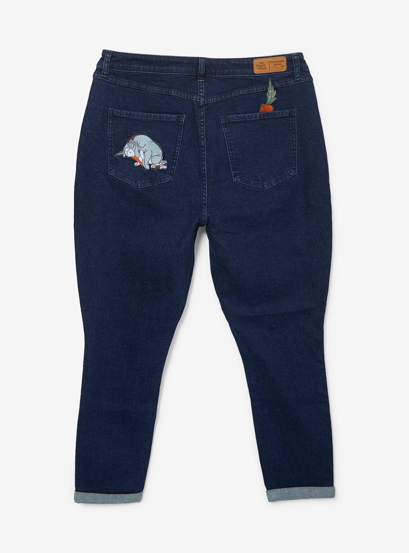 Disney Winnie the Pooh Harvest Embroidered Women's Plus Size High-Waisted Mom Jeans - BoxLunch Exclusive, , hi-res