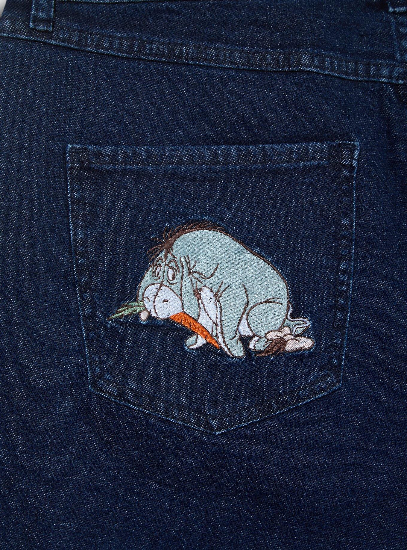 Disney Winnie the Pooh Harvest Embroidered Women's Plus Size High-Waisted Mom Jeans - BoxLunch Exclusive, DENIM, alternate - view 4