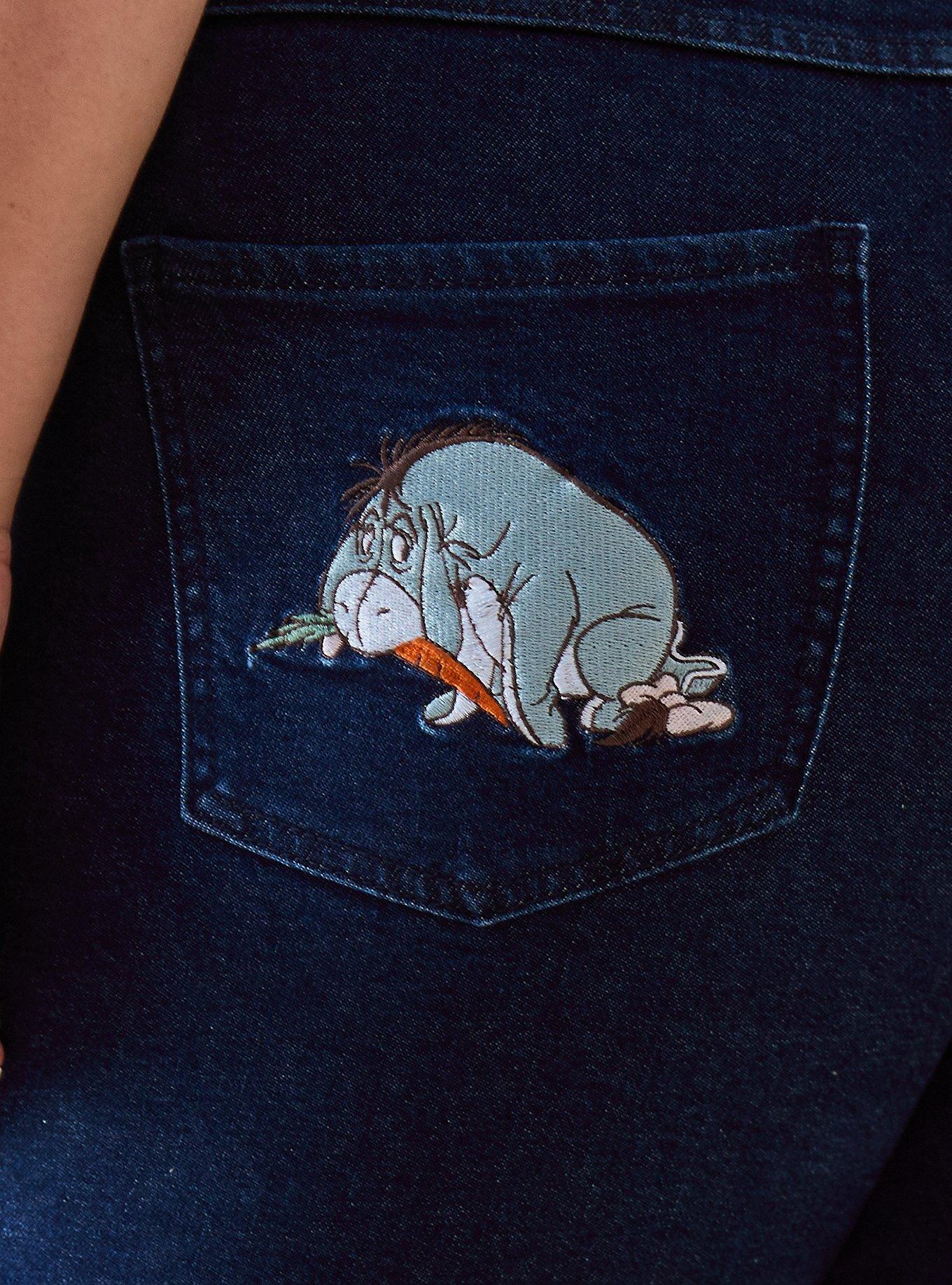 Disney Winnie the Pooh Harvest Embroidered Women's Plus Size High-Waisted Mom Jeans - BoxLunch Exclusive, DENIM, alternate - view 5