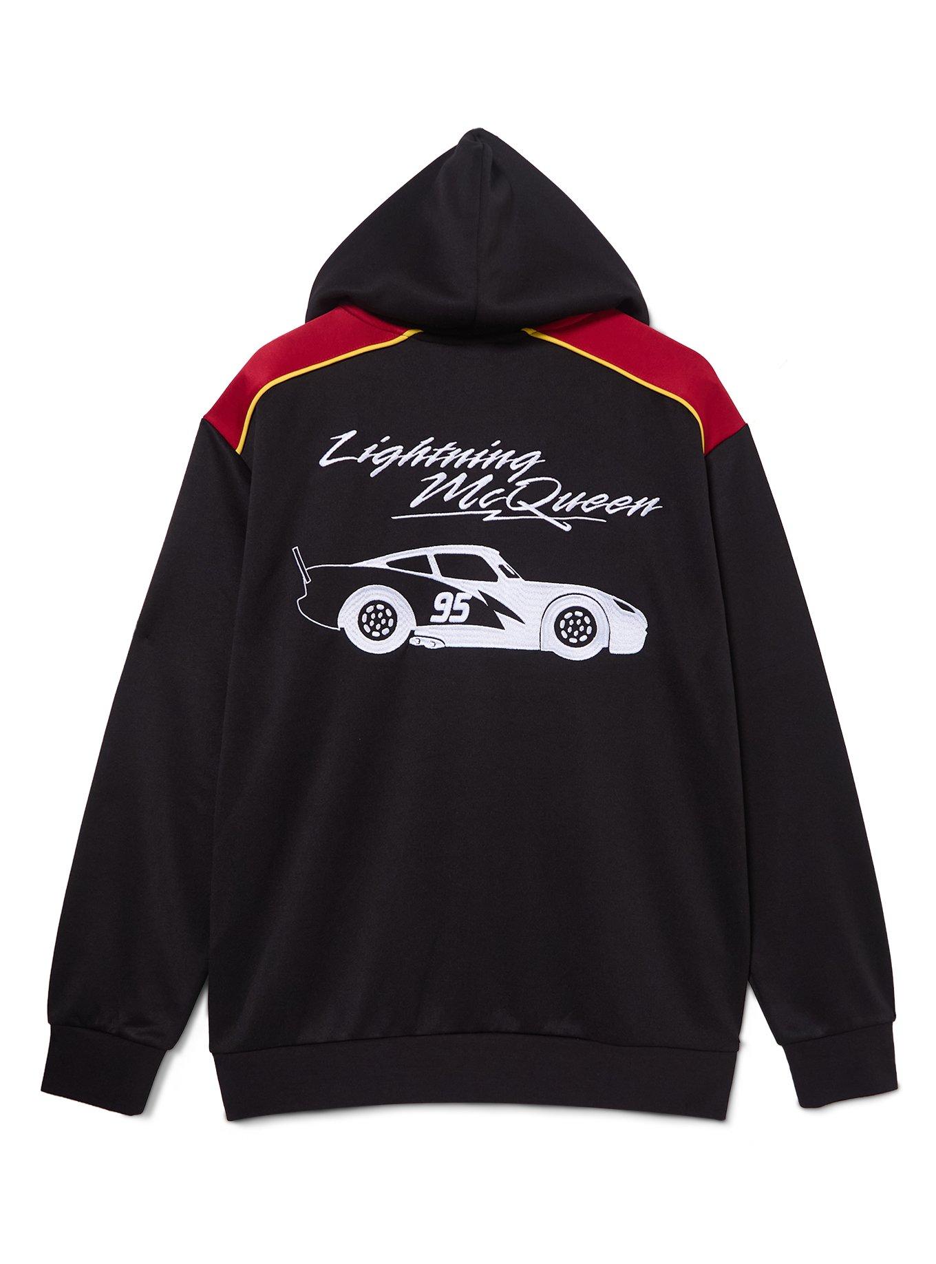 Disney Pixar Cars Lightning McQueen Racing Badges Zippered Hoodie - BoxLunch Exclusive