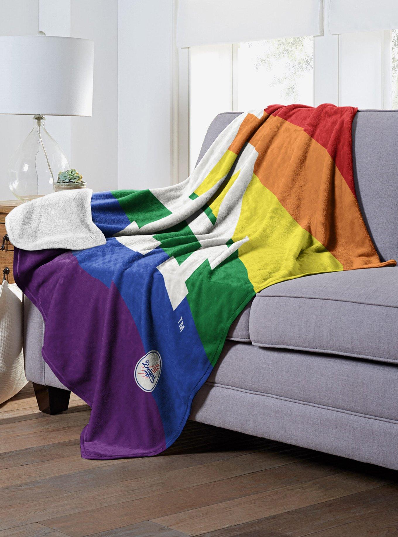 MLB Los Angeles Dodgers Pride Series Silk Touch Sherpa Throw Blanket, , alternate