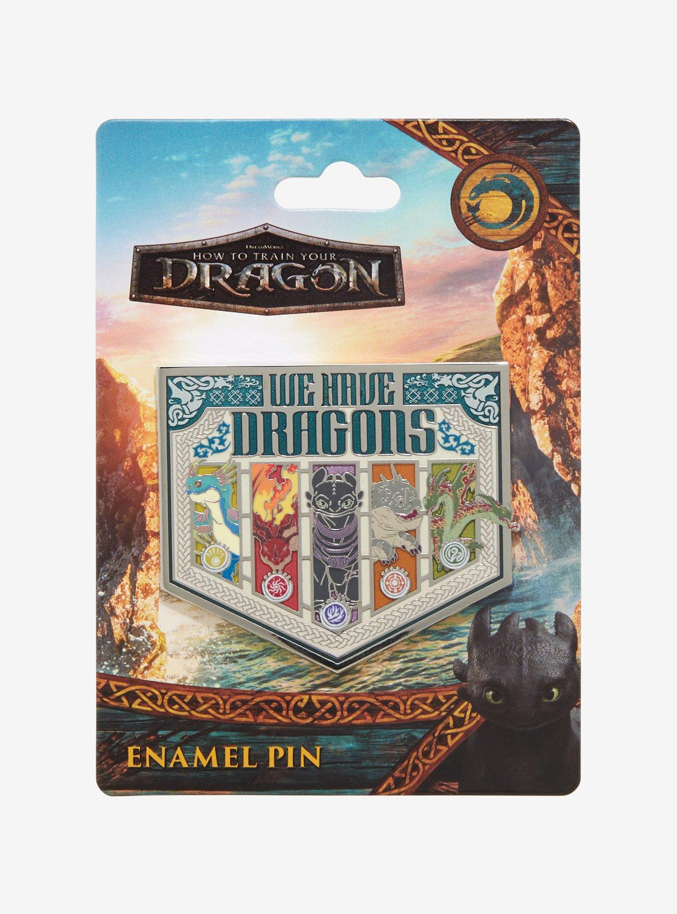 DreamWorks How To Train Your Dragon Dragon Group Shield Enamel Pin - BoxLunch Exclusive, , hi-res