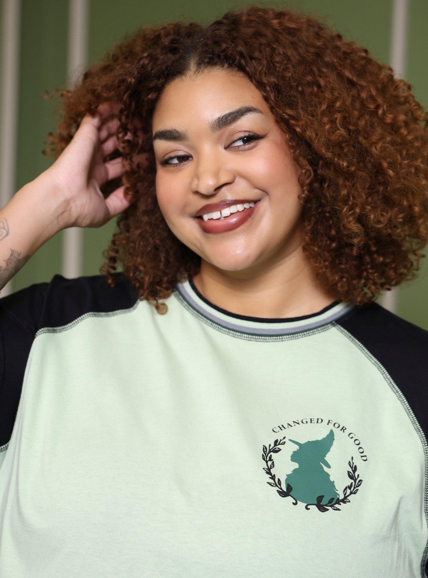 Wicked: For Good Elphaba Changed For Good Women's Plus Size Raglan Long Sleeve T-Shirt — BoxLunch Exclusive, GREEN, alternate