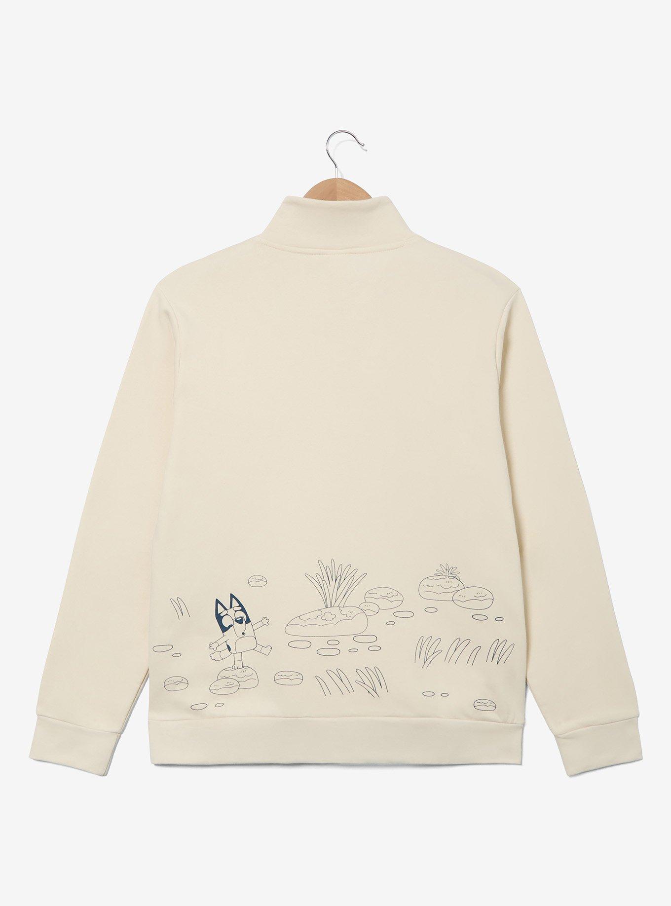 Bluey Doodle Quarter Zip Crewneck — BoxLunch Exclusive, , hi-res