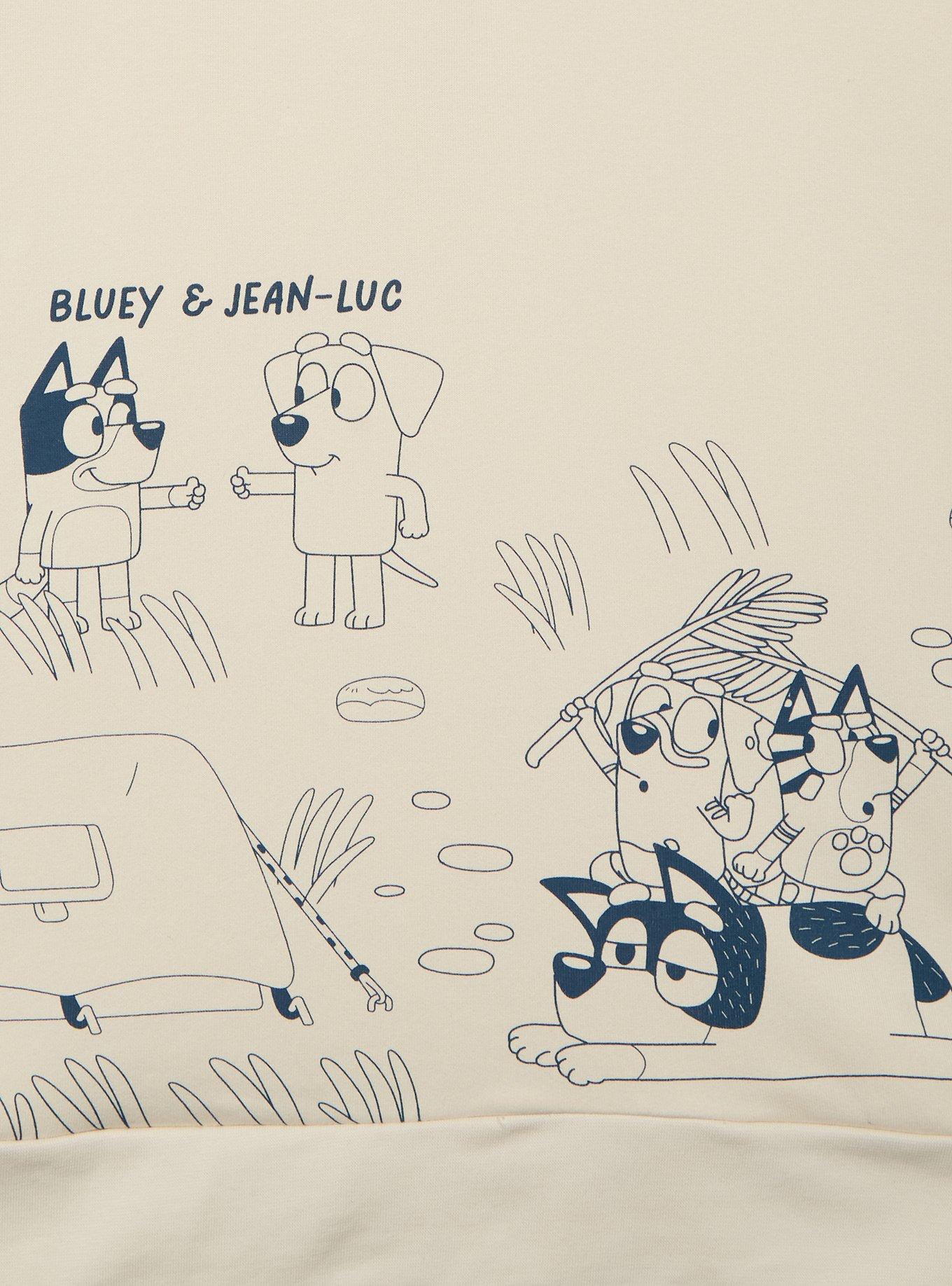 Bluey Doodle Quarter Zip Crewneck — BoxLunch Exclusive, CREAM, alternate