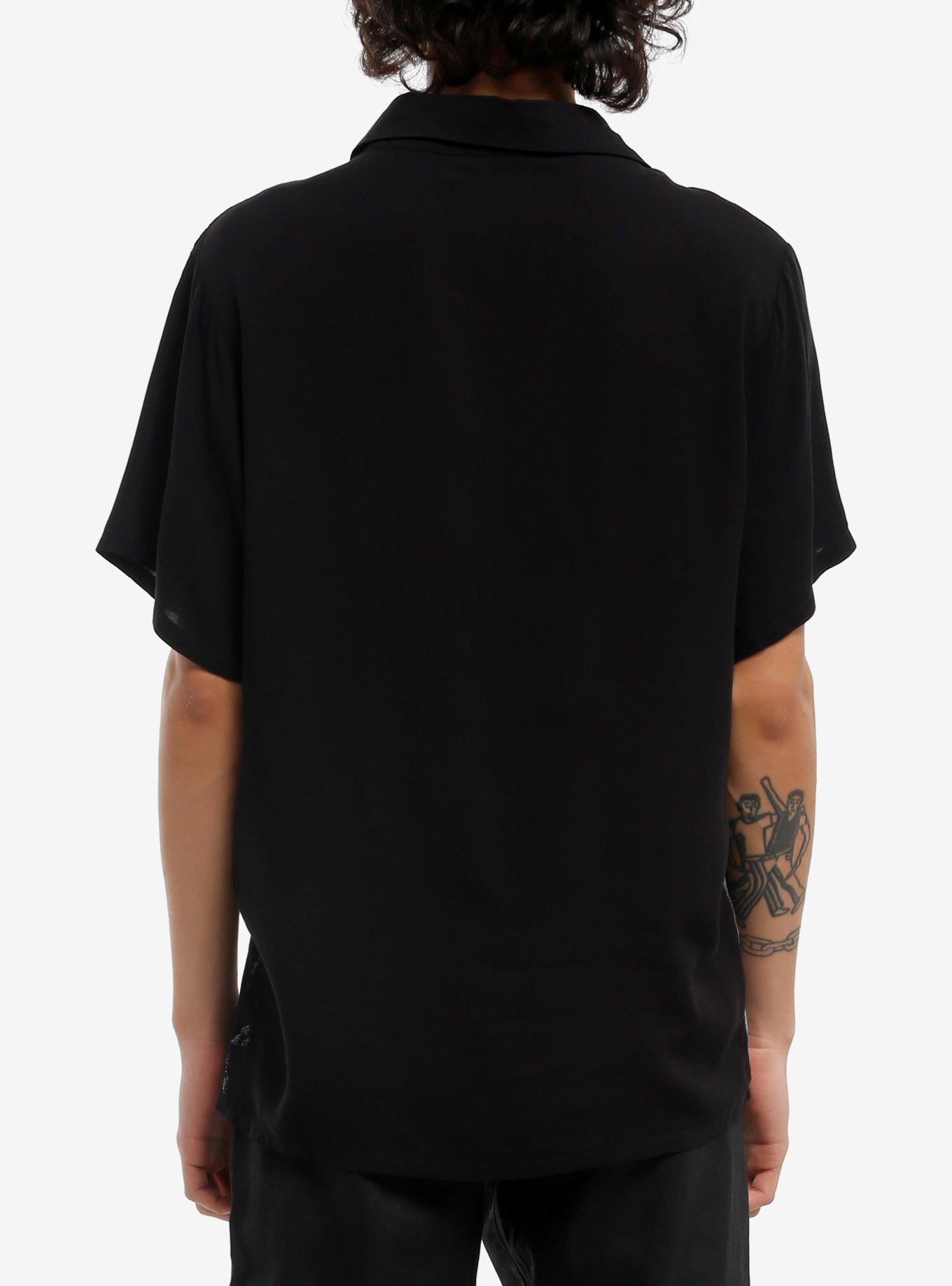 Skull Smoke Woven Button-Up, BLACK, alternate