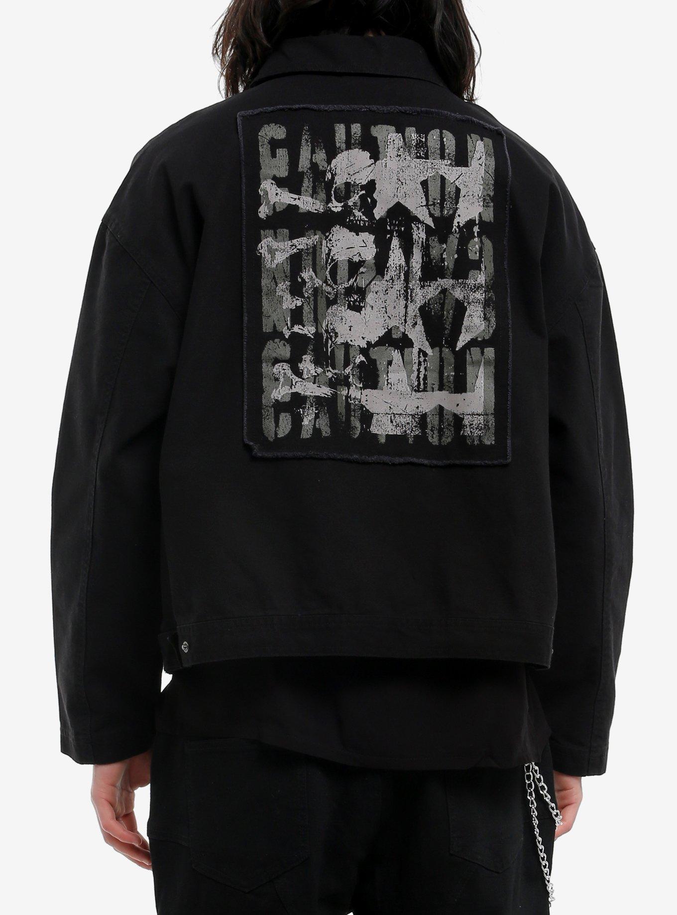 Skull Caution Patch Canvas Jacket, , hi-res