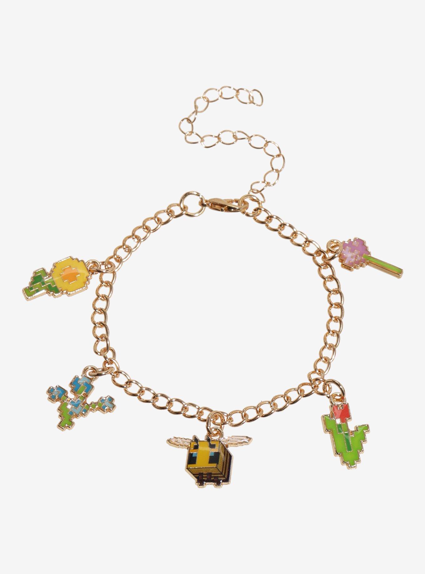 Minecraft Flower Bee Charm Bracelet, , hi-res