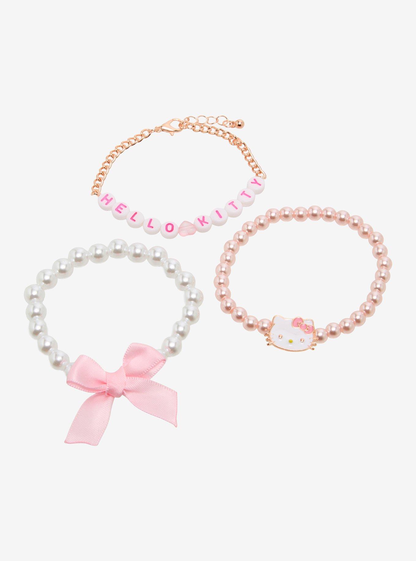 Hello Kitty Pearl Bow Bracelet Set, , hi-res
