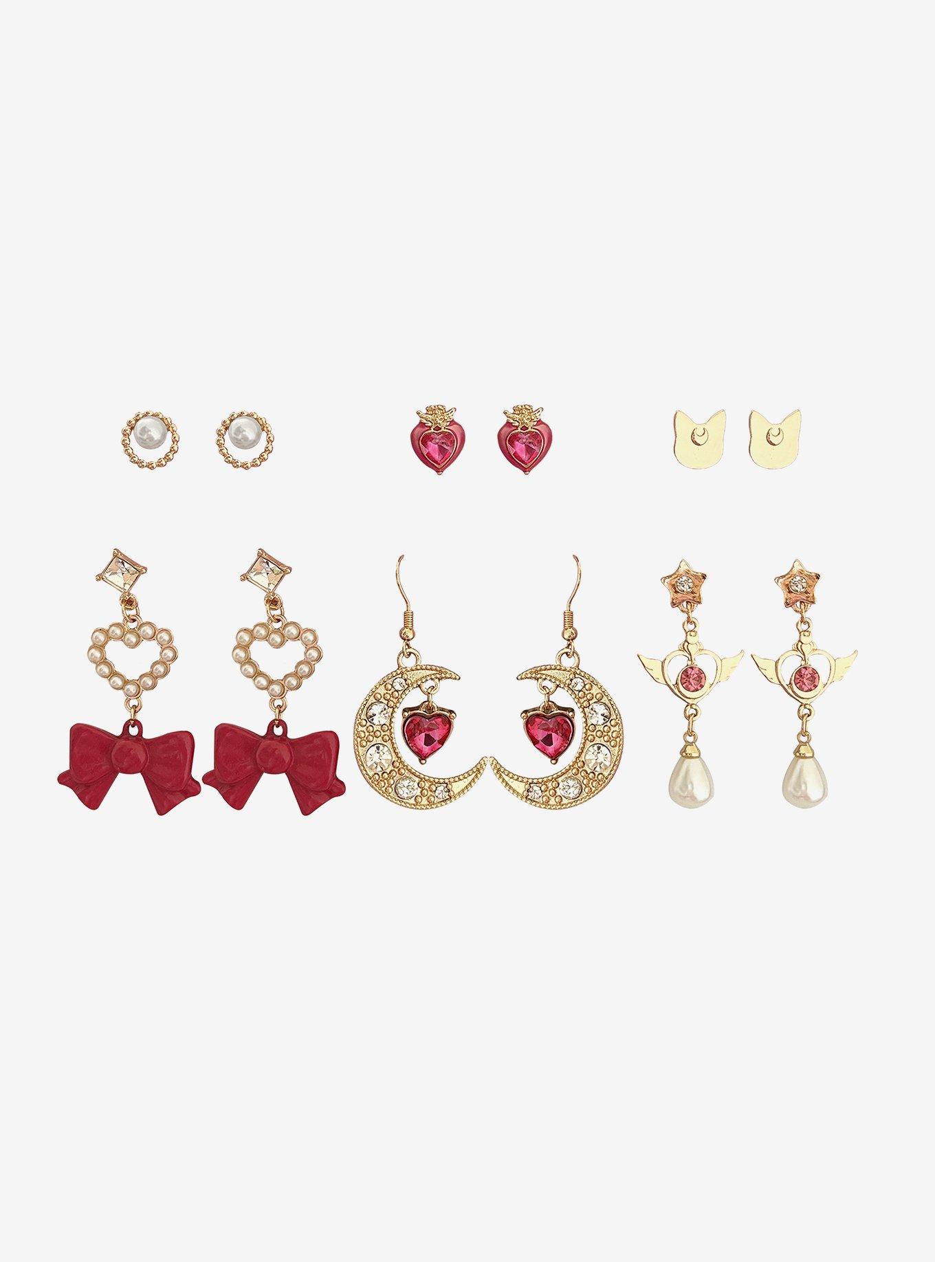 Pretty Guardian Sailor Moon Bow & Heart Earring Set, , hi-res