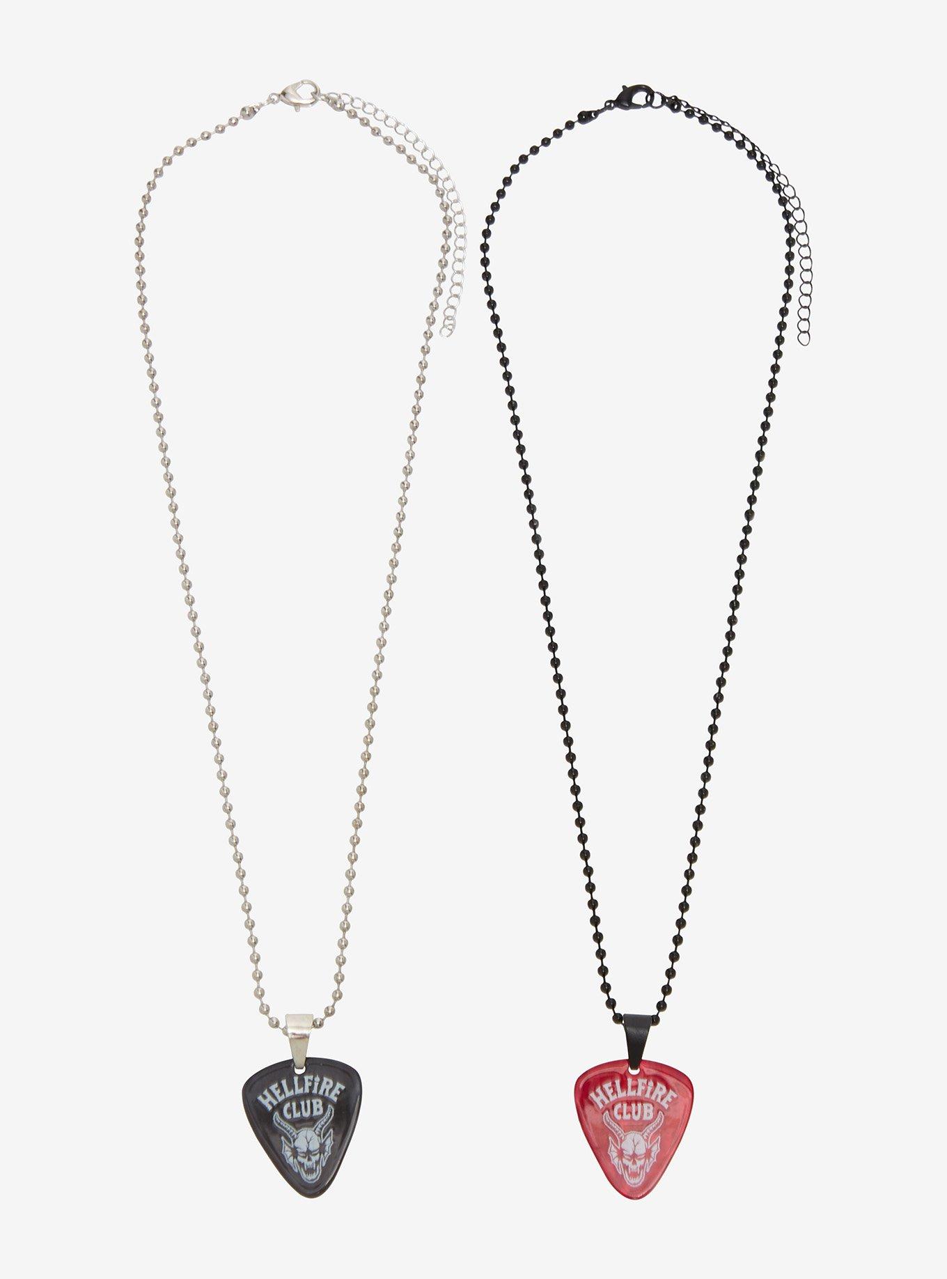 Stranger Things Hellfire Club Guitar Pick Best Friend Necklace Set, , hi-res