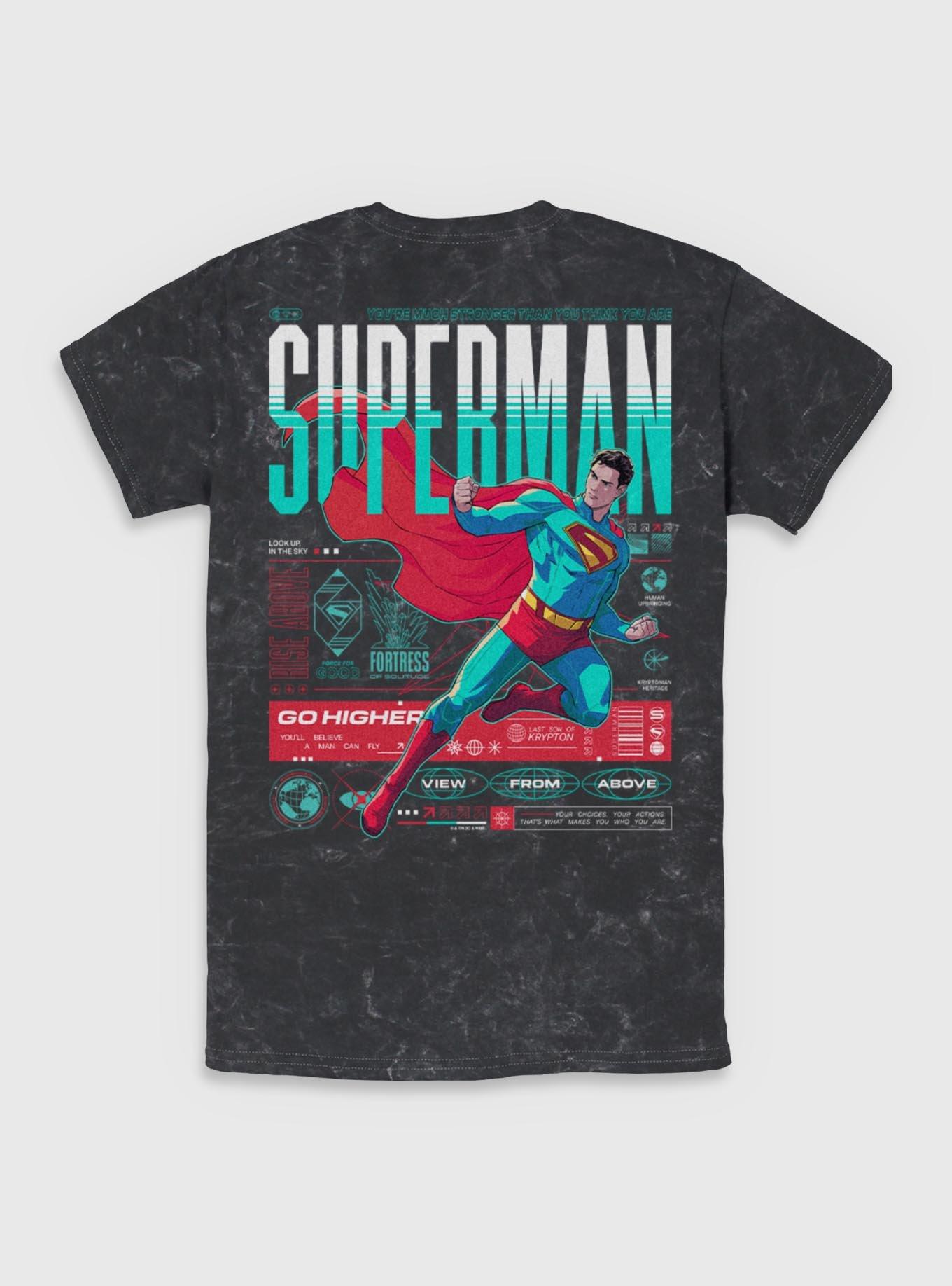 DC Comics Superman Go Higher Rise Above Mineral Wash T-shirt BoxLunch Exclusive
