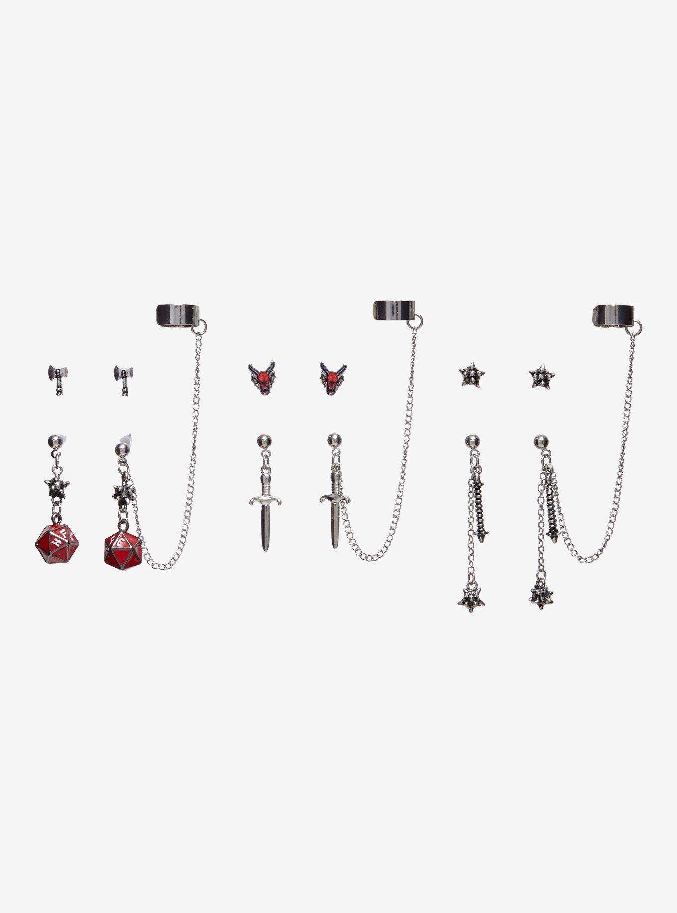 Stranger Things Hellfire Club Stud & Cuff Earring Set, , hi-res
