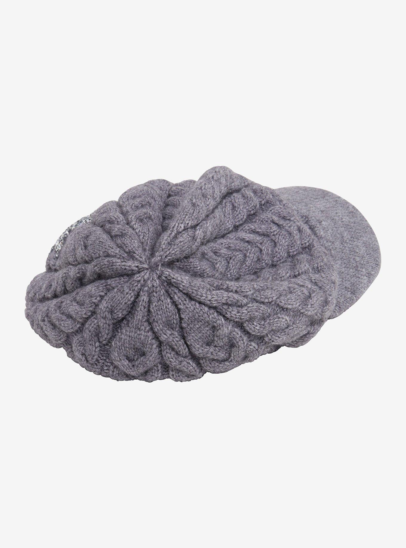 Glitter Star Cable Knit Slouch Cabbie Hat, , hi-res