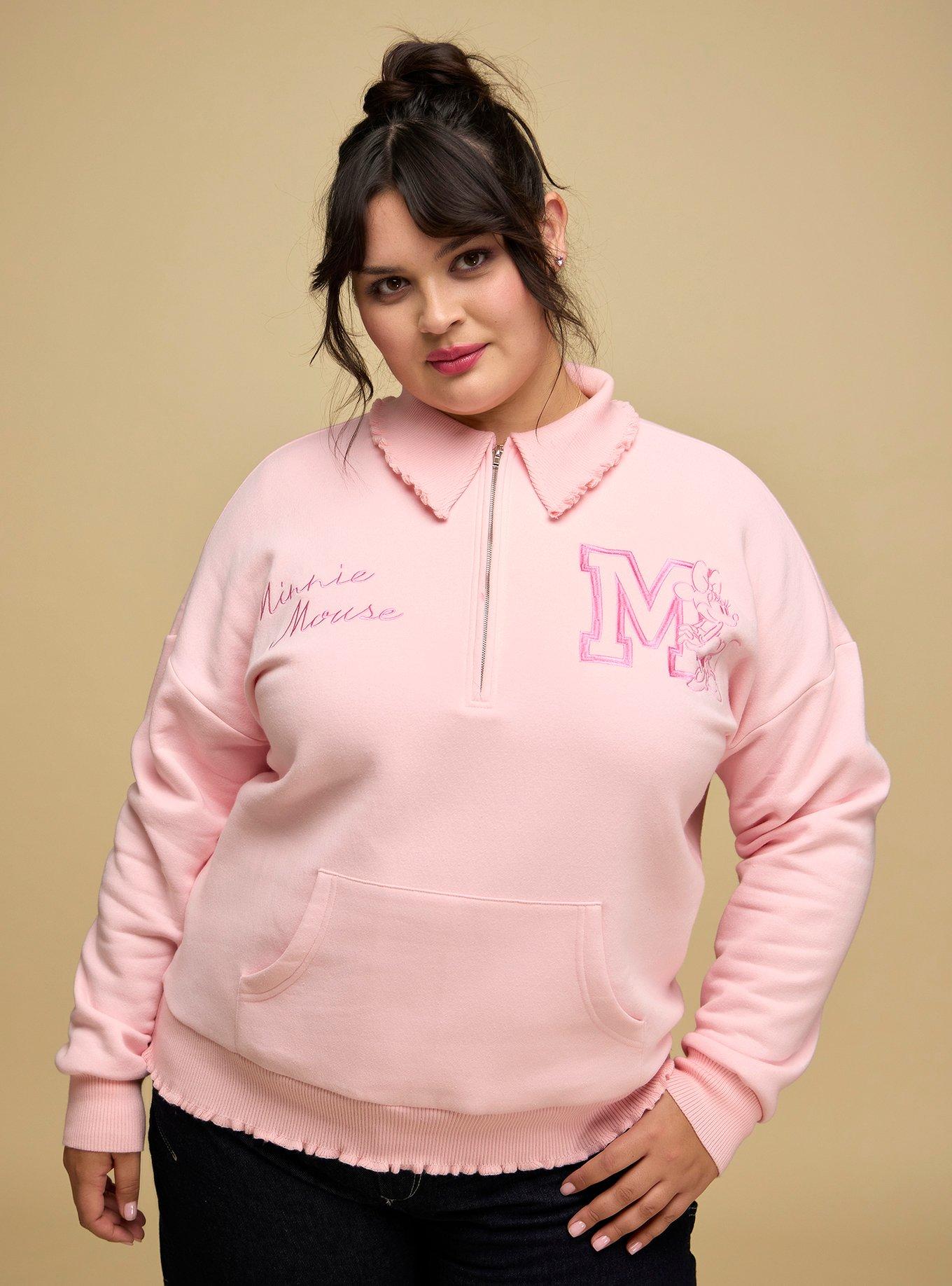 Her Universe Disney Minnie Mouse Quarter Zip Sweatshirt Plus Size Her Universe Exclusive, PINK, alternate - view 4