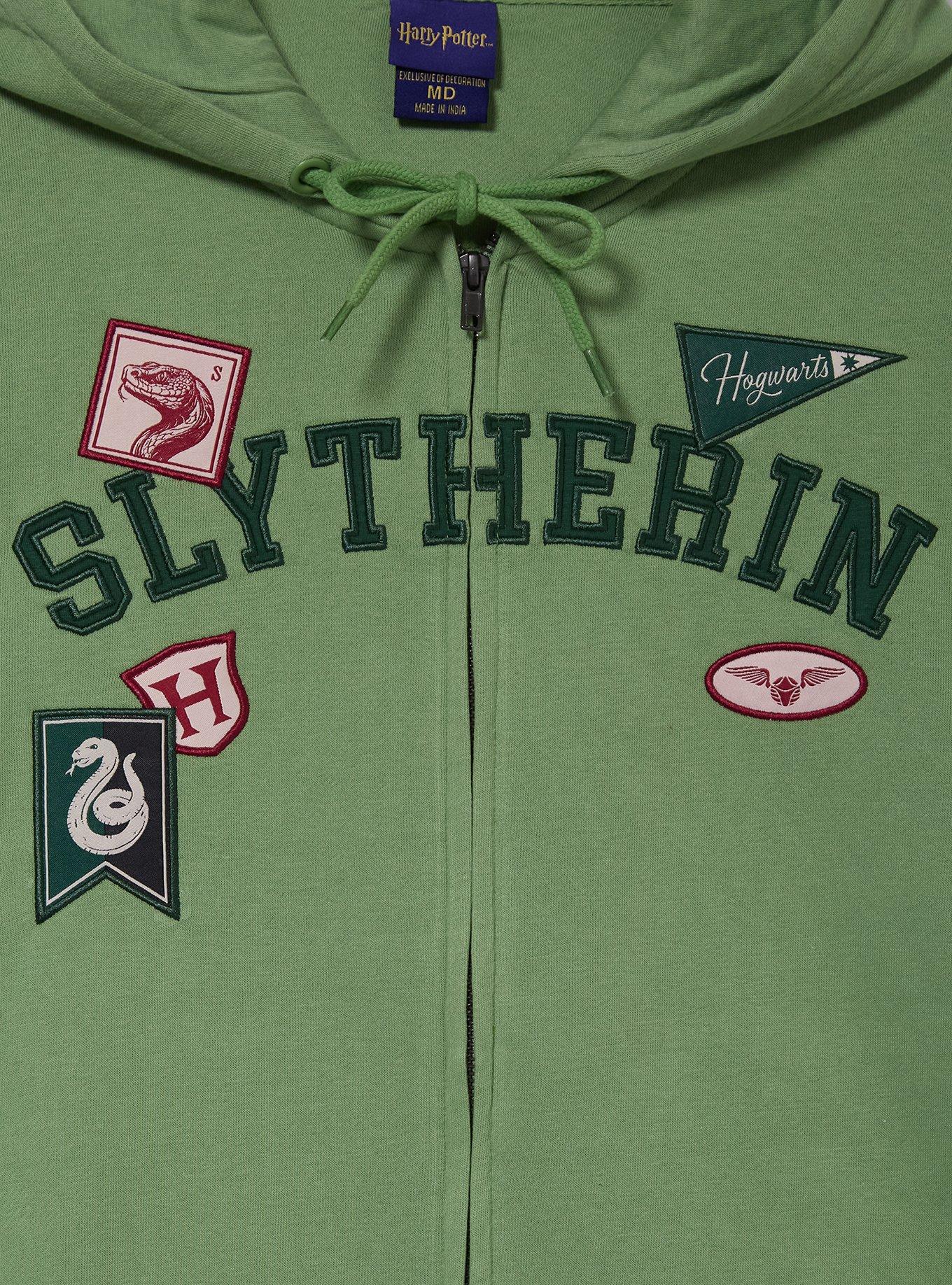 Harry Potter Slytherin Embroidered Badges Zippered Hoodie — BoxLunch Exclusive
