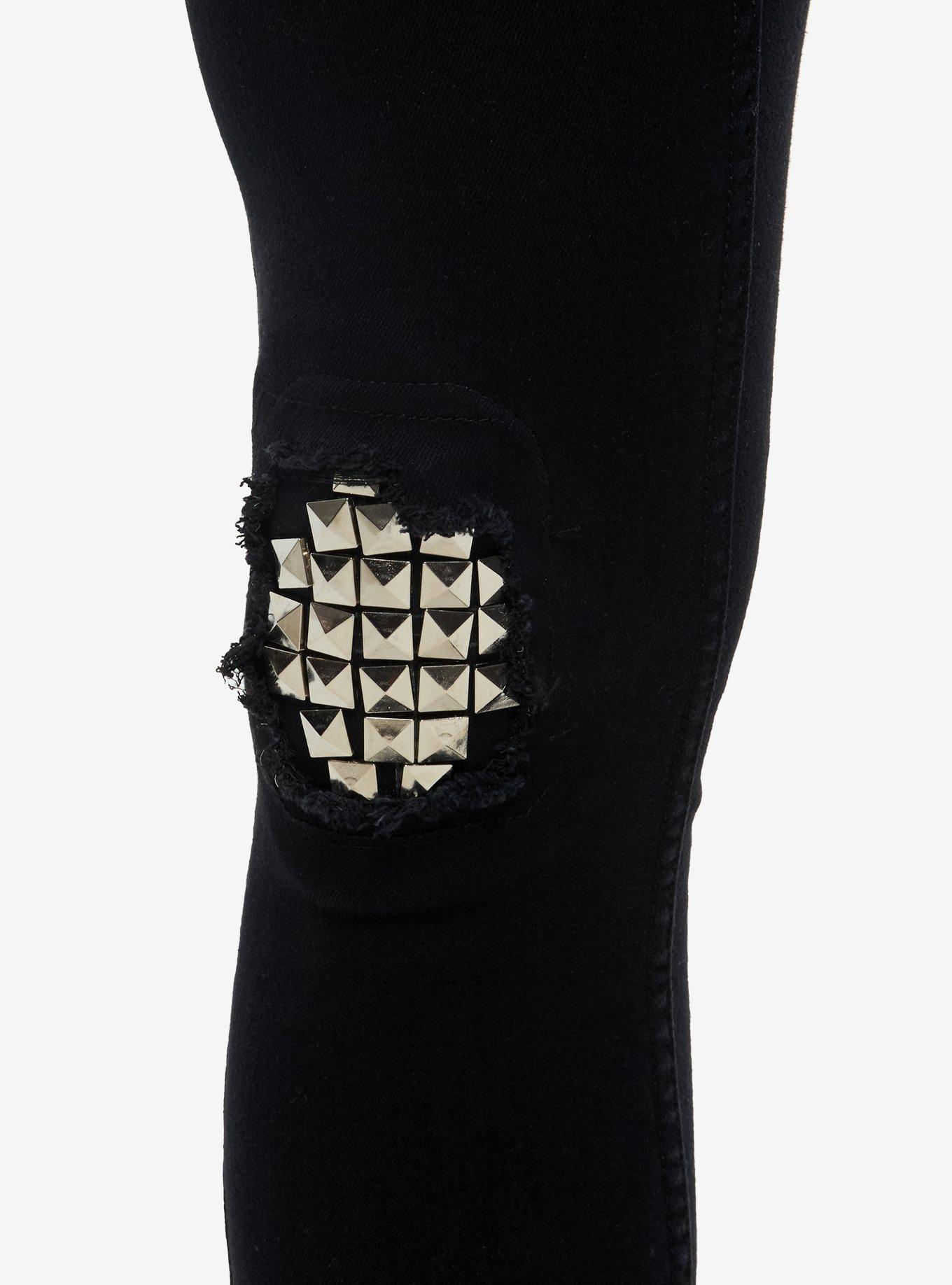 Black Studded Knee Stinger Jeans, BLACK, alternate