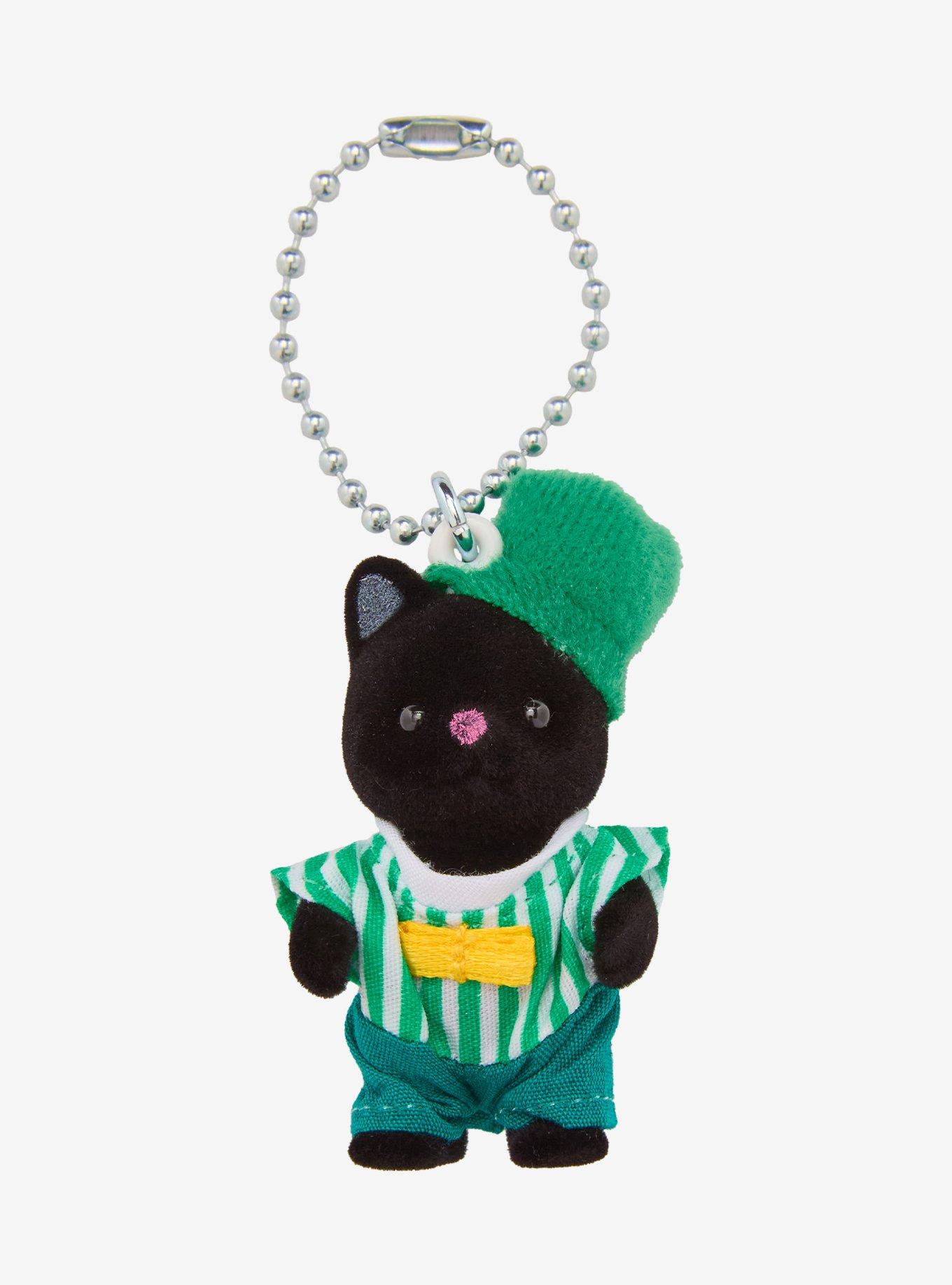 Calico Critters Emerald Green Tuxedo Cat Baby Key Chain, , hi-res