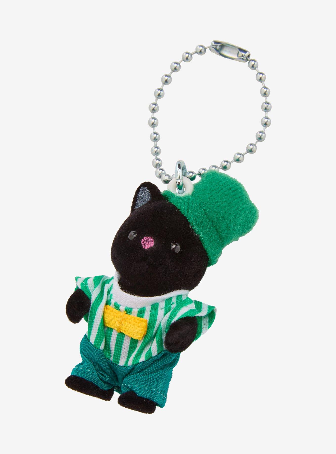 Calico Critters Emerald Green Tuxedo Cat Baby Key Chain, , alternate
