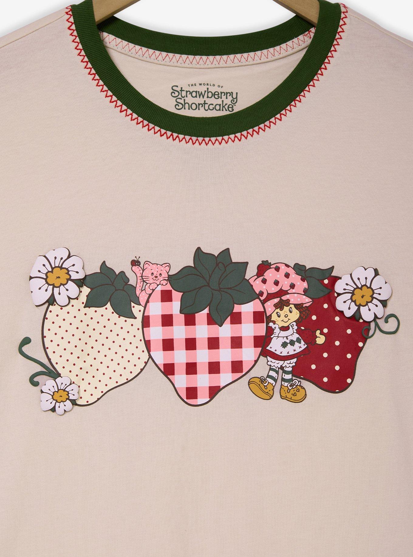 Strawberry Shortcake Patterned Strawberries Women's Slightly Cropped T-Shirt - BoxLunch Exclusive, OFF WHITE, alternate