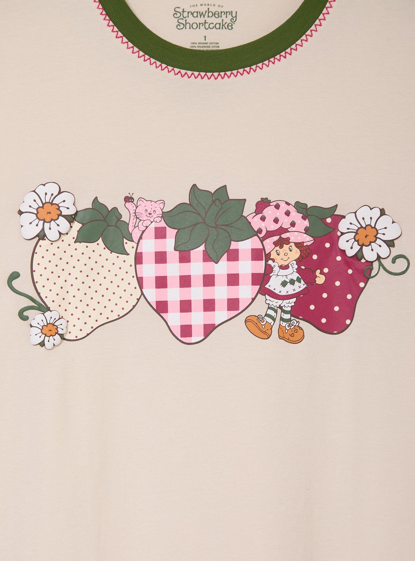 Strawberry Shortcake Patterned Strawberries Women's Plus Size Slightly Cropped T-Shirt - BoxLunch Exclusive, , hi-res